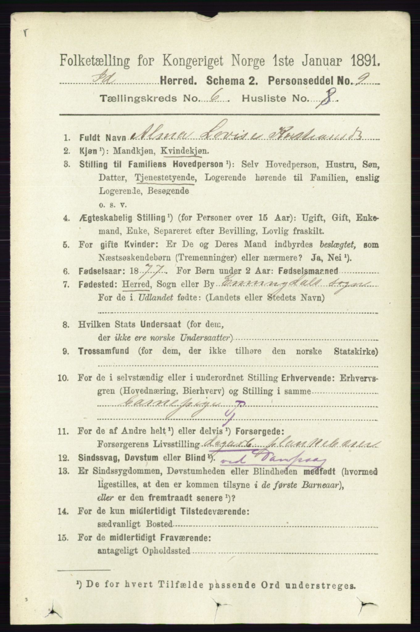 RA, 1891 census for 0117 Idd, 1891, p. 3638