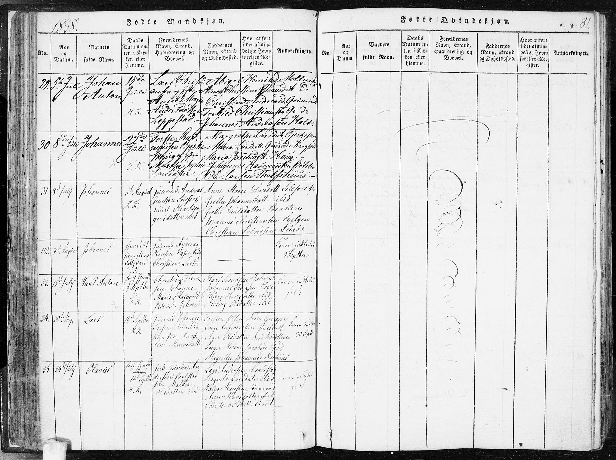 Hobøl prestekontor Kirkebøker, AV/SAO-A-2002/F/Fa/L0002: Parish register (official) no. I 2, 1814-1841, p. 81