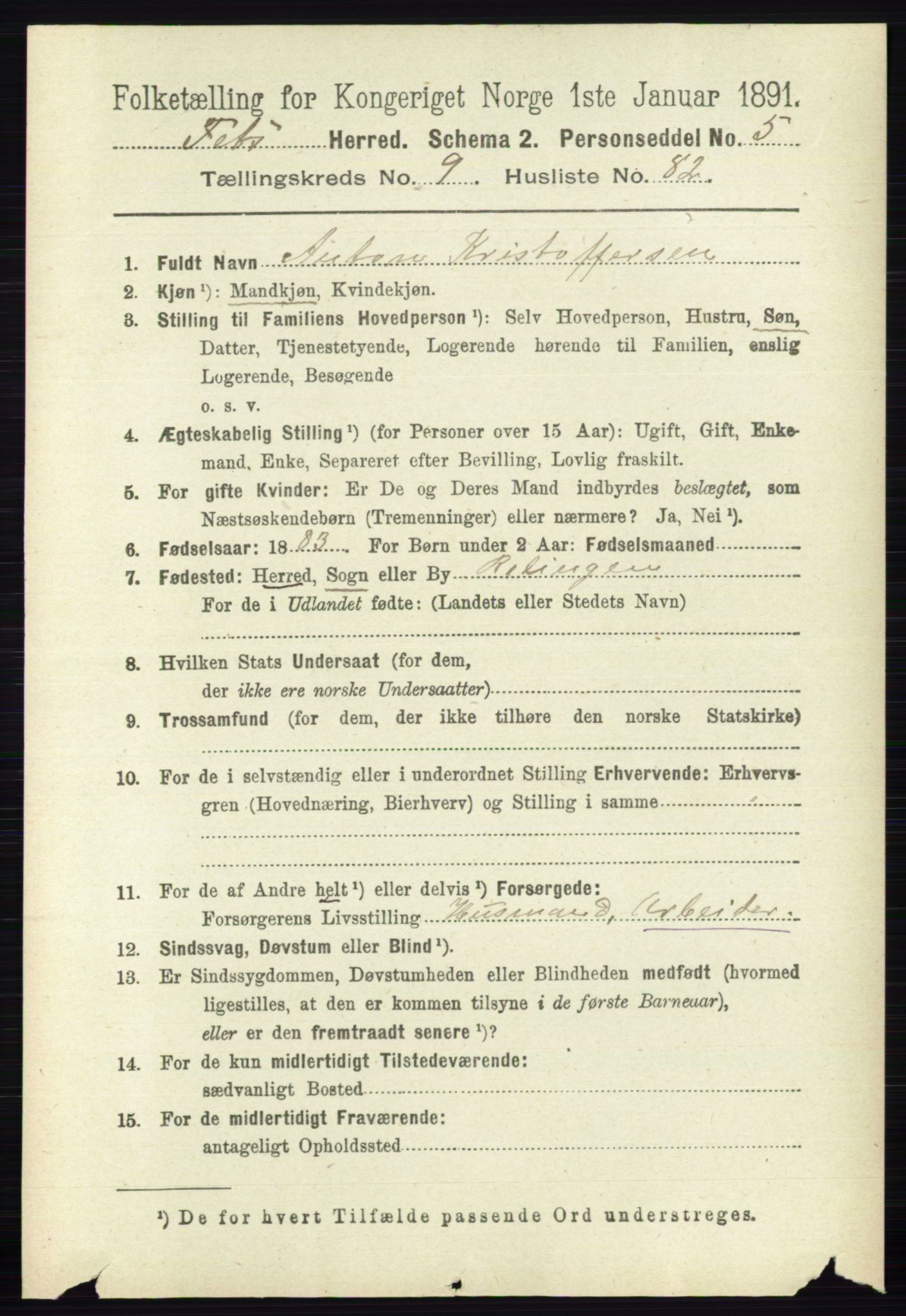 RA, 1891 census for 0227 Fet, 1891, p. 3944