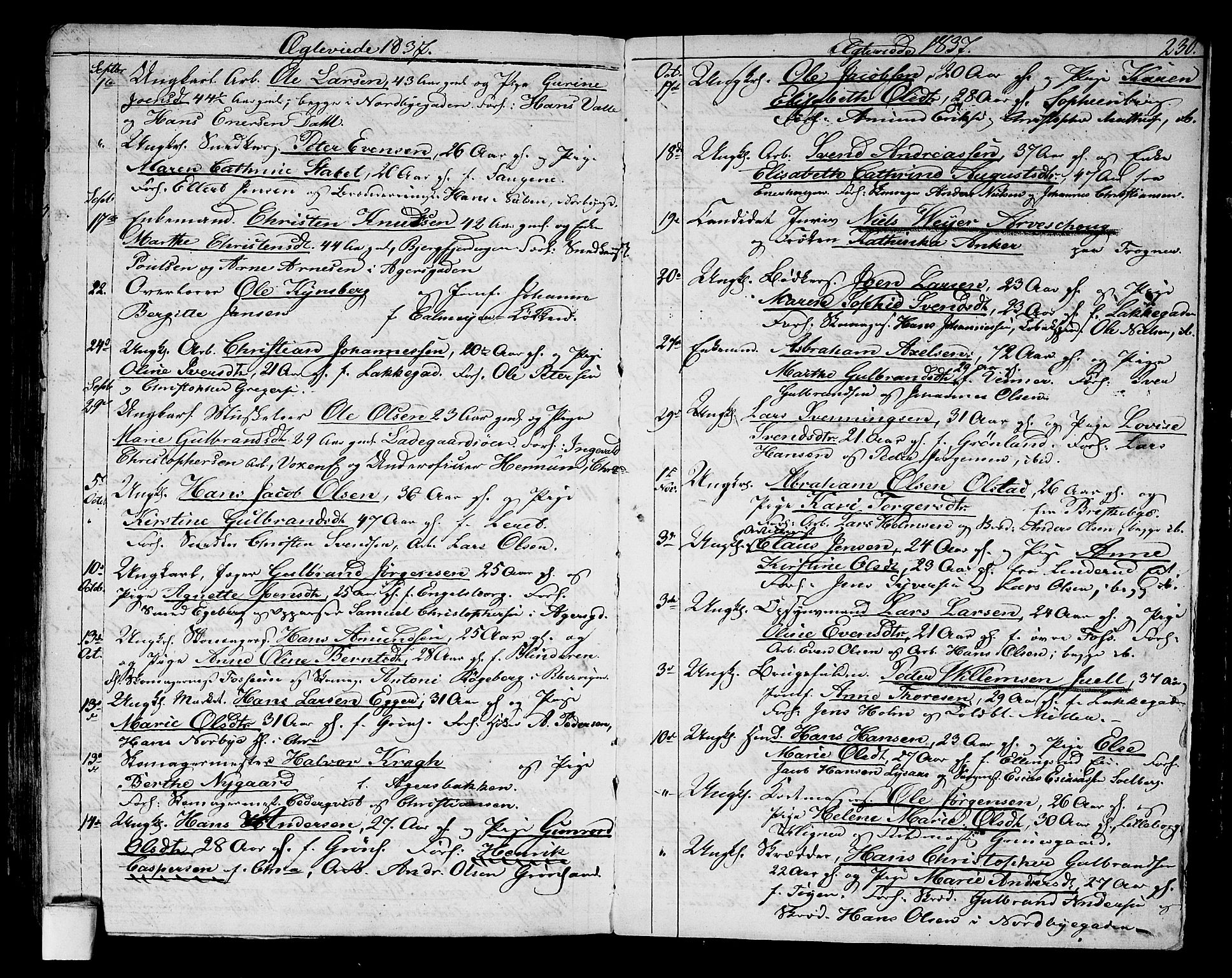 Aker prestekontor kirkebøker, AV/SAO-A-10861/G/L0006: Parish register (copy) no. 6, 1830-1838, p. 230