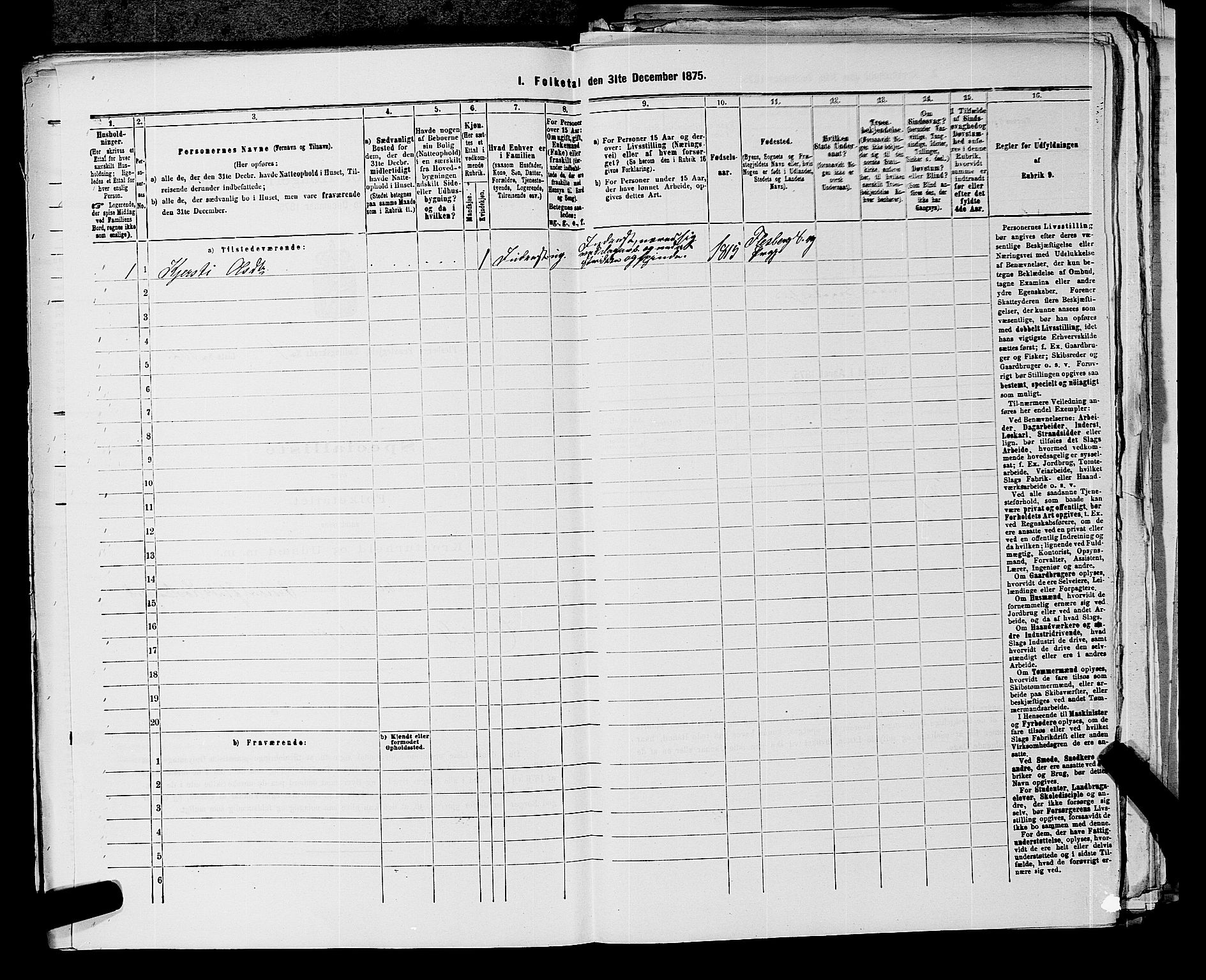 SAKO, 1875 census for 0631P Flesberg, 1875, p. 263