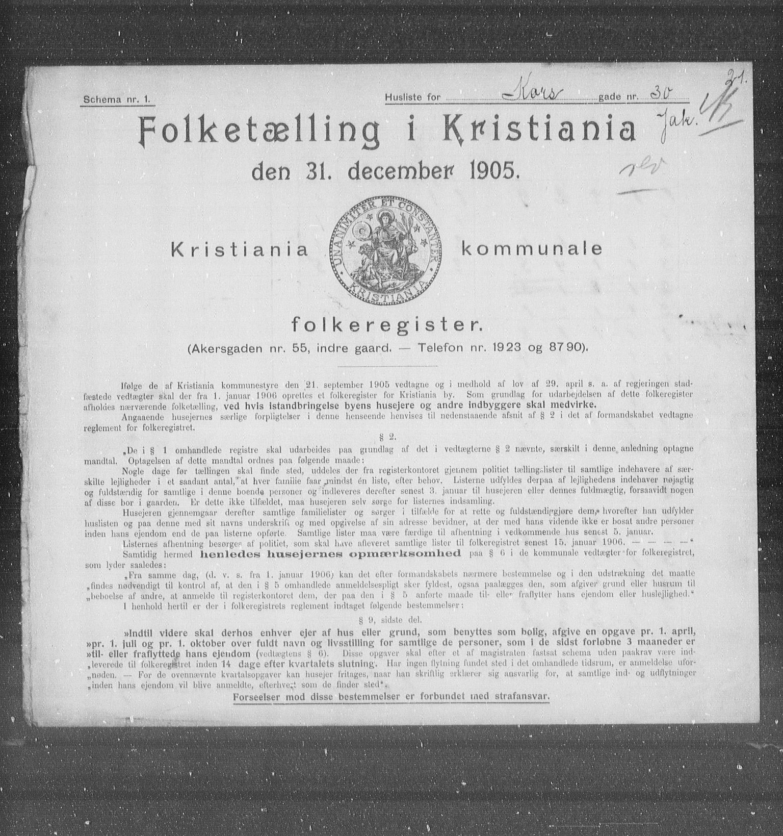 OBA, Municipal Census 1905 for Kristiania, 1905, p. 28401