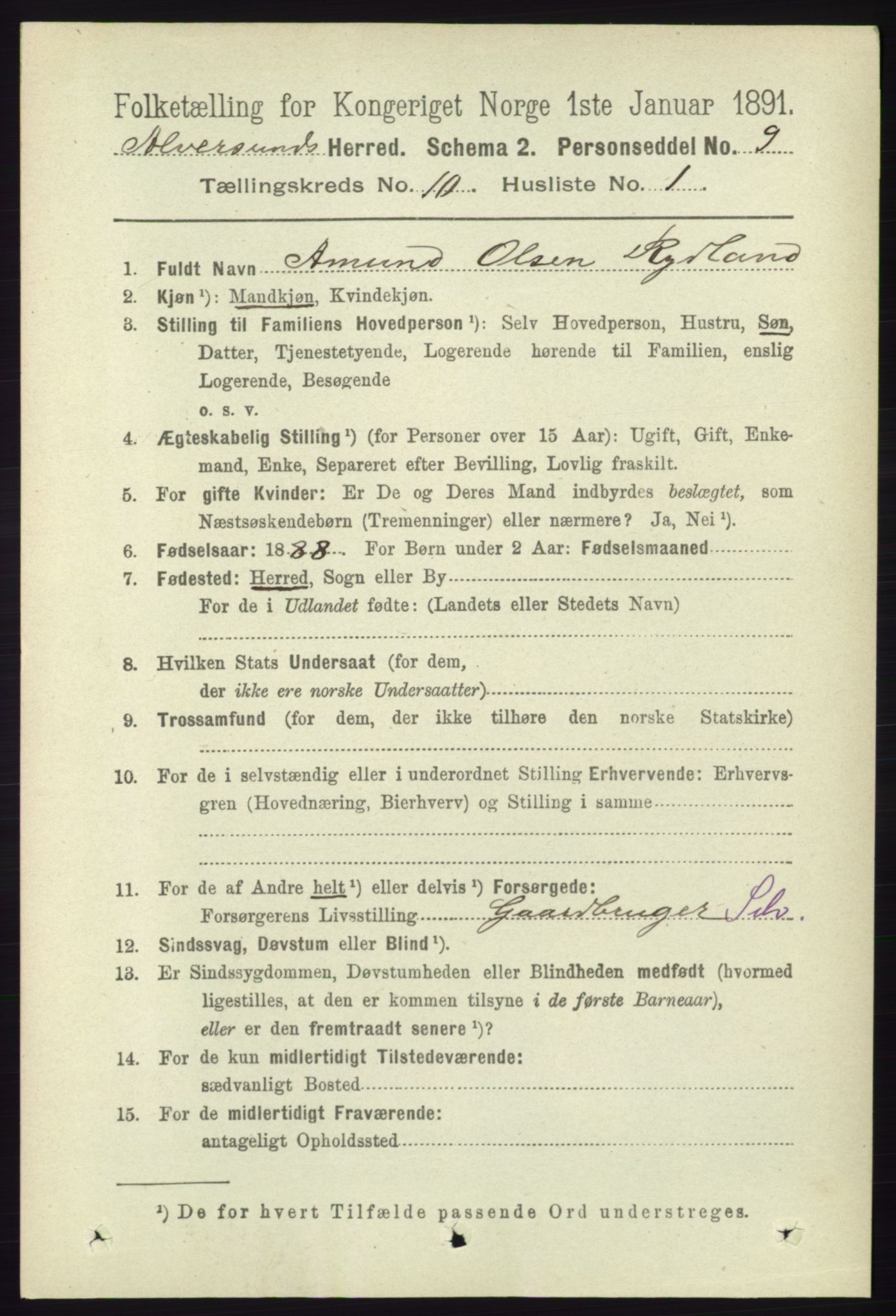 RA, 1891 census for 1257 Alversund, 1891, p. 3470