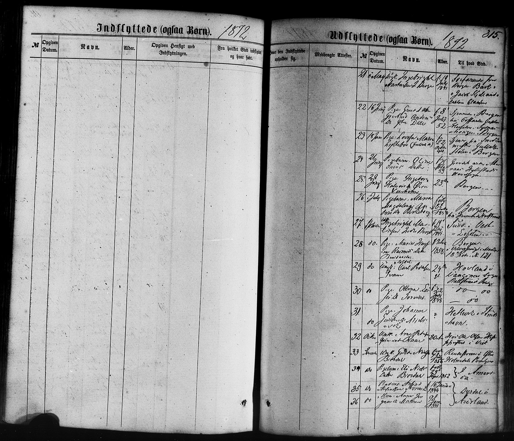 Lavik sokneprestembete, SAB/A-80901: Parish register (official) no. A 4, 1864-1881, p. 315
