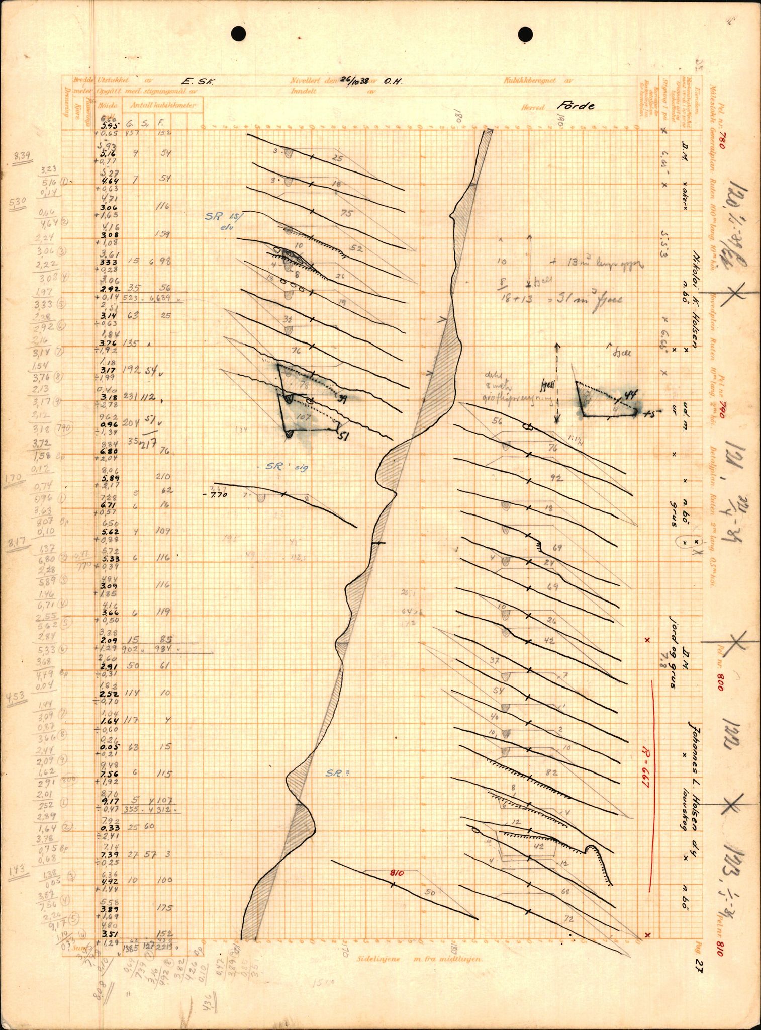 Statens vegvesen, Sogn og Fjordane vegkontor, AV/SAB-A-5301/6/H/H15/H15D/L0007/0001: Profilar / Moskog - Gaular Grense, 1938-1944, p. 15