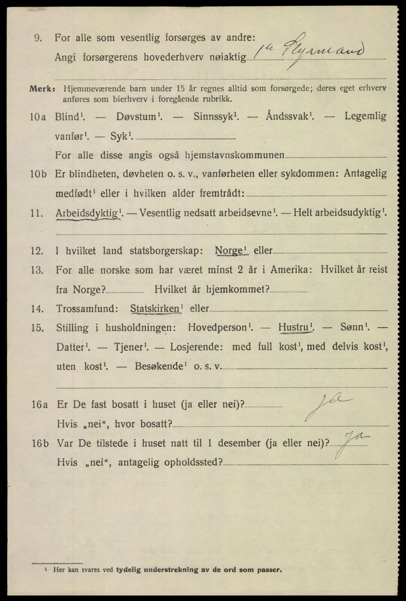 SAK, 1920 census for Lillesand, 1920, p. 2910