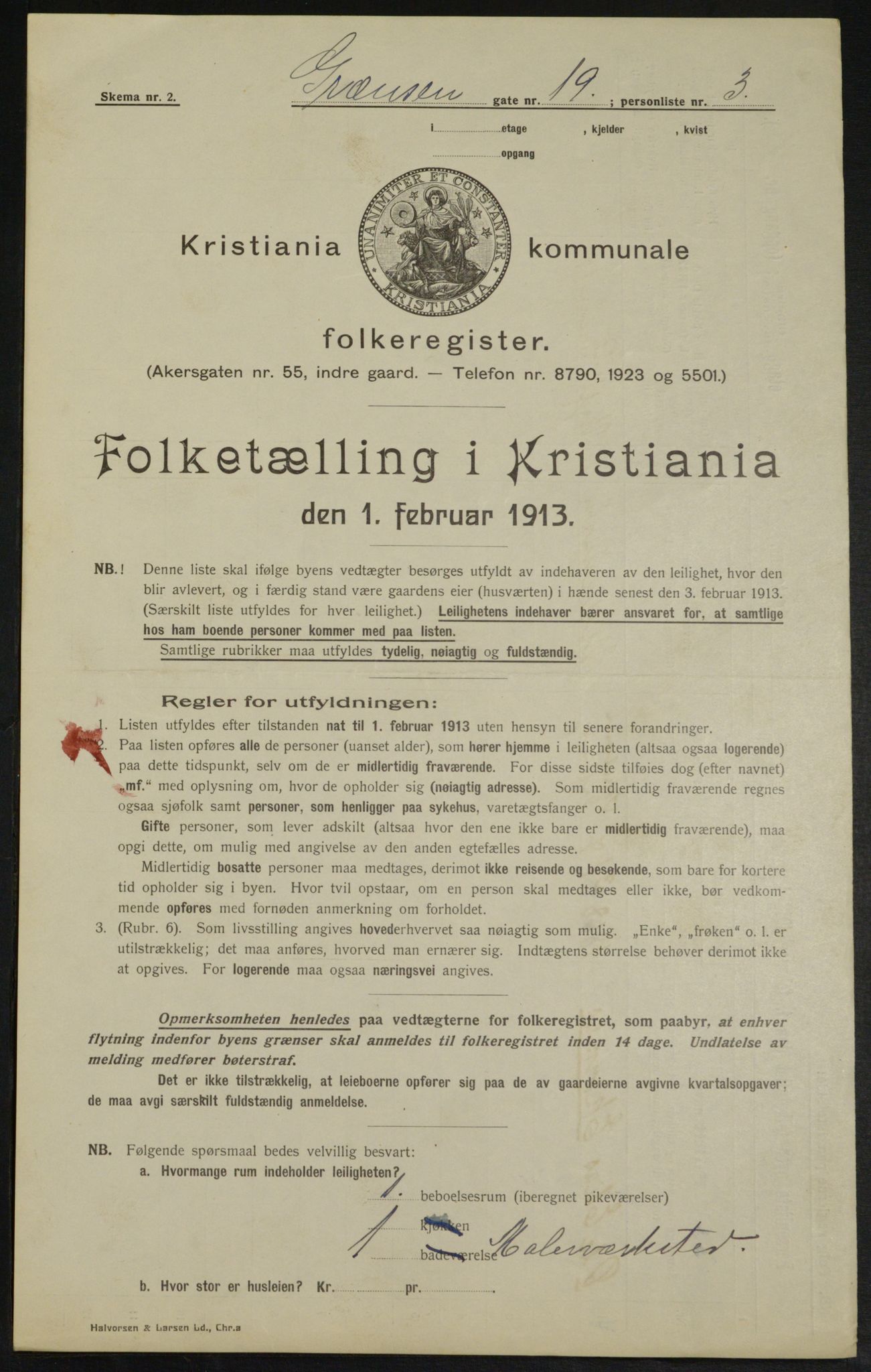 OBA, Municipal Census 1913 for Kristiania, 1913, p. 29956