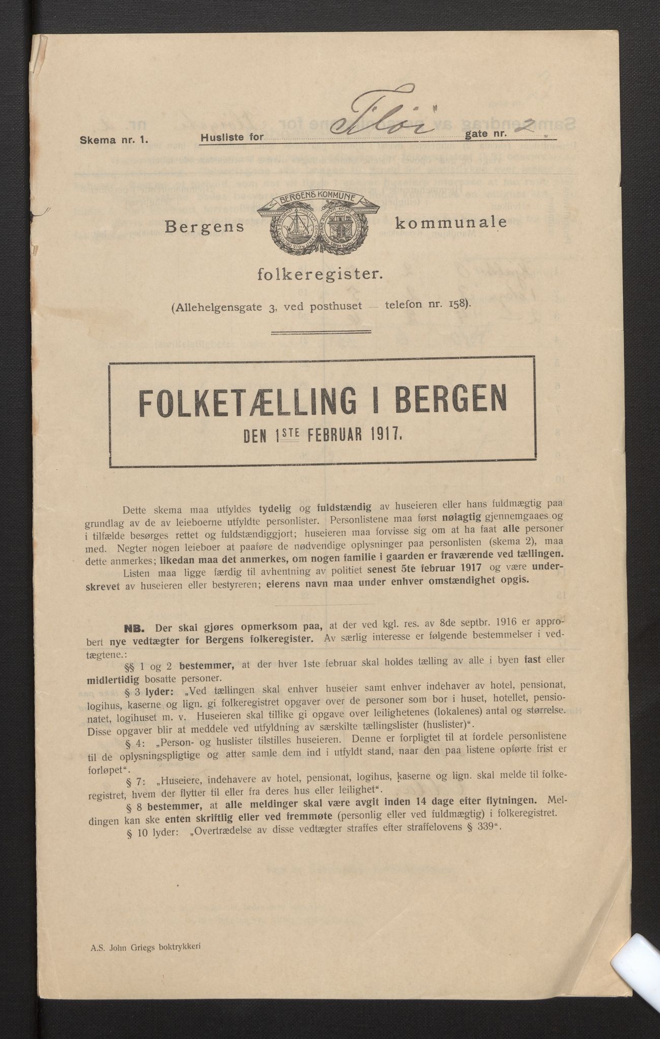 SAB, Municipal Census 1917 for Bergen, 1917, p. 7853