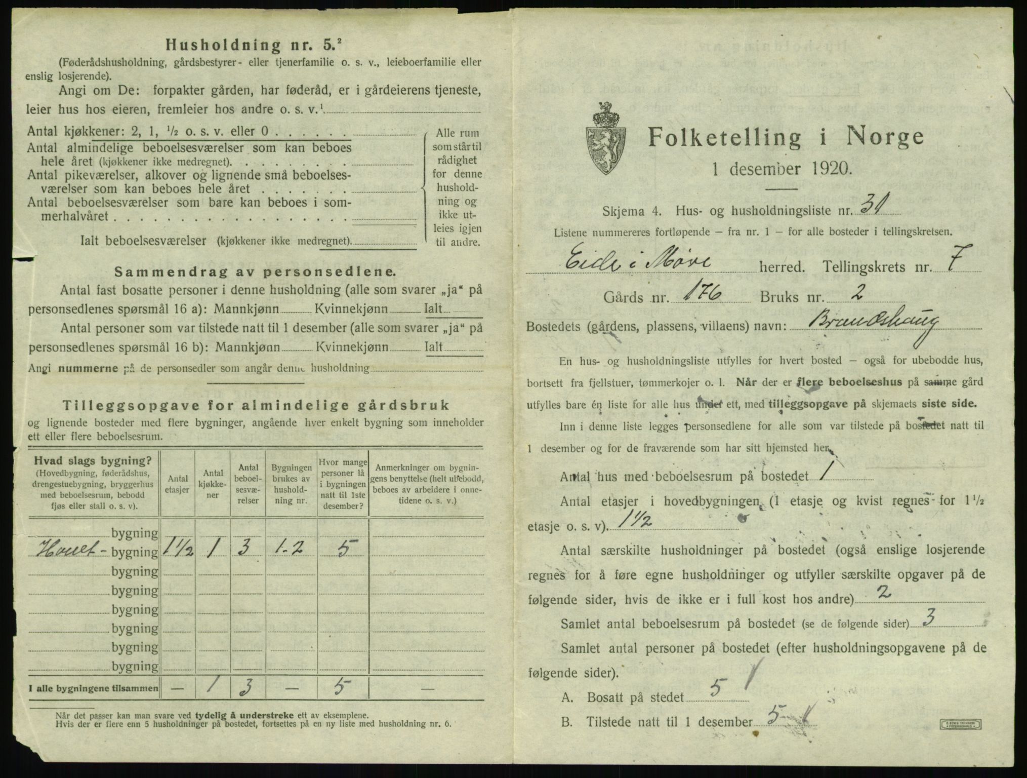 SAT, 1920 census for Eid (MR), 1920, p. 548