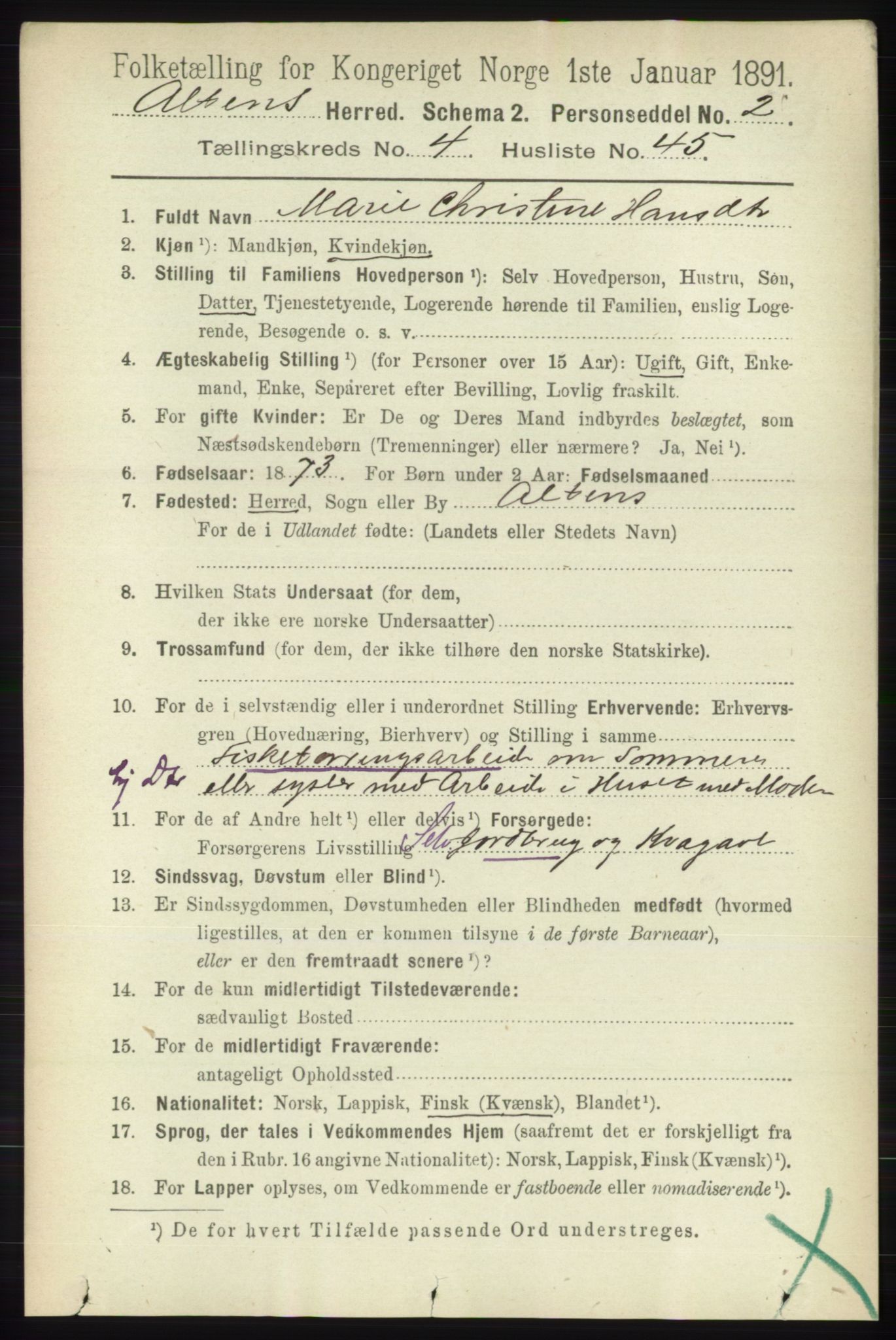 RA, 1891 census for 2012 Alta, 1891, p. 1583