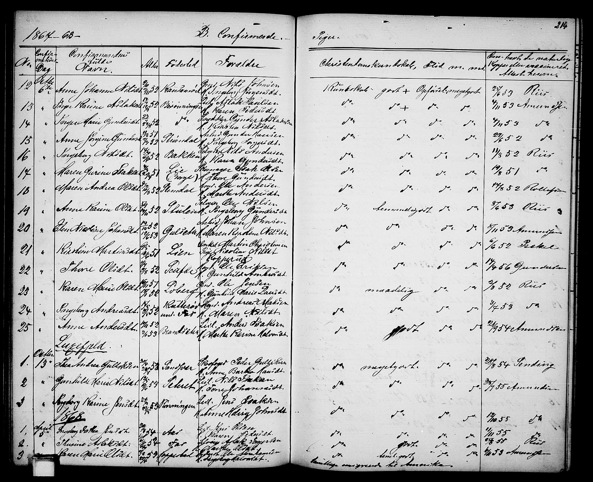 Gjerpen kirkebøker, SAKO/A-265/G/Ga/L0001: Parish register (copy) no. I 1, 1864-1882, p. 214