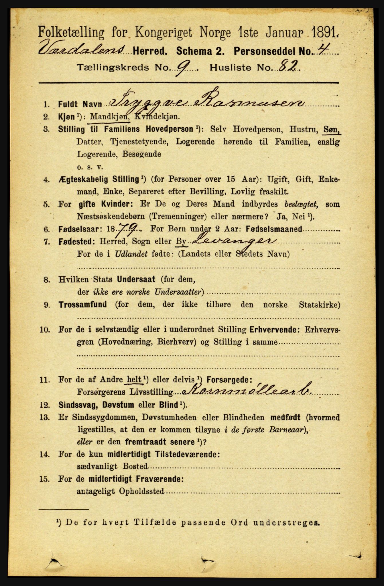 RA, 1891 census for 1721 Verdal, 1891, p. 5529
