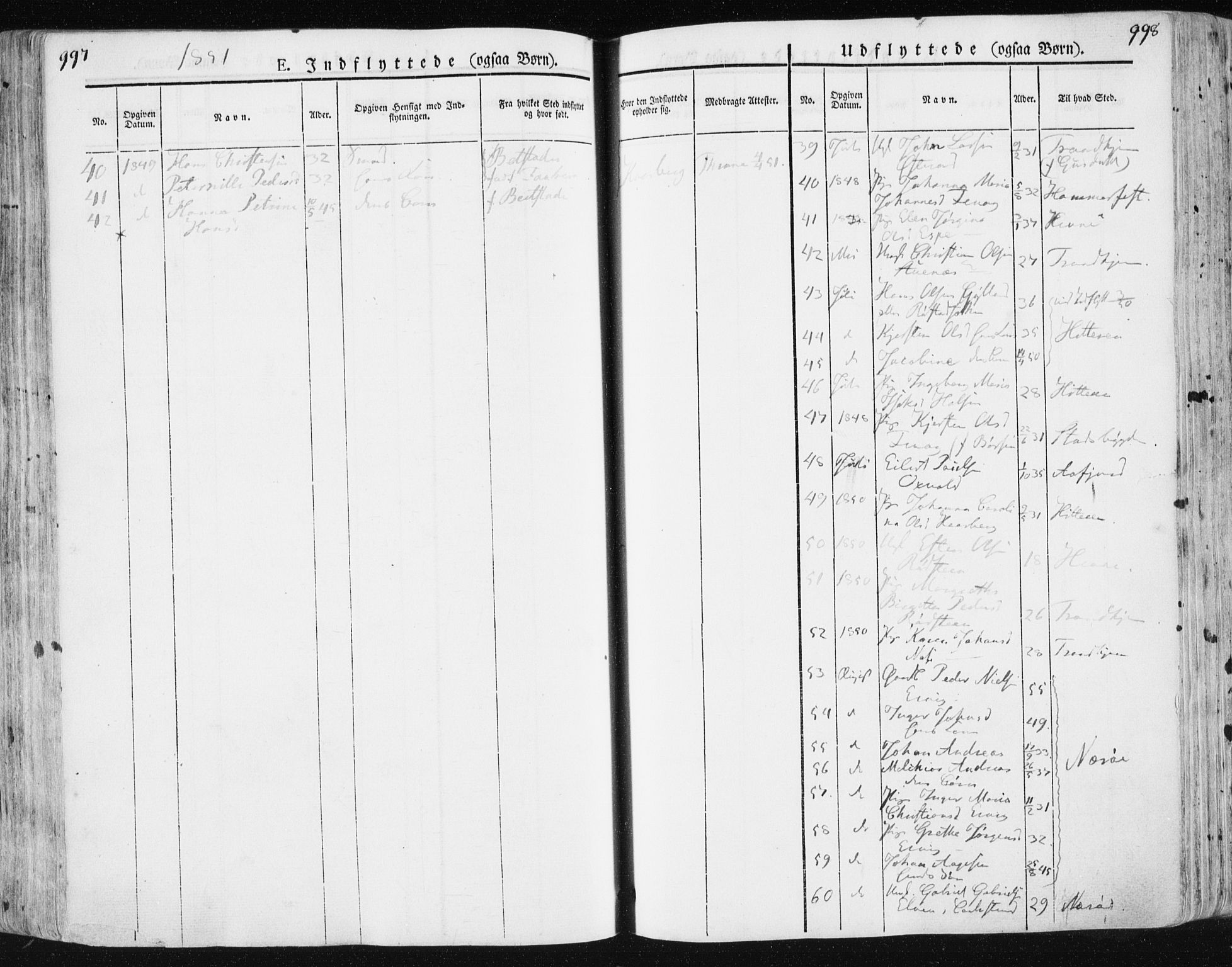Ministerialprotokoller, klokkerbøker og fødselsregistre - Sør-Trøndelag, SAT/A-1456/659/L0736: Parish register (official) no. 659A06, 1842-1856, p. 997-998