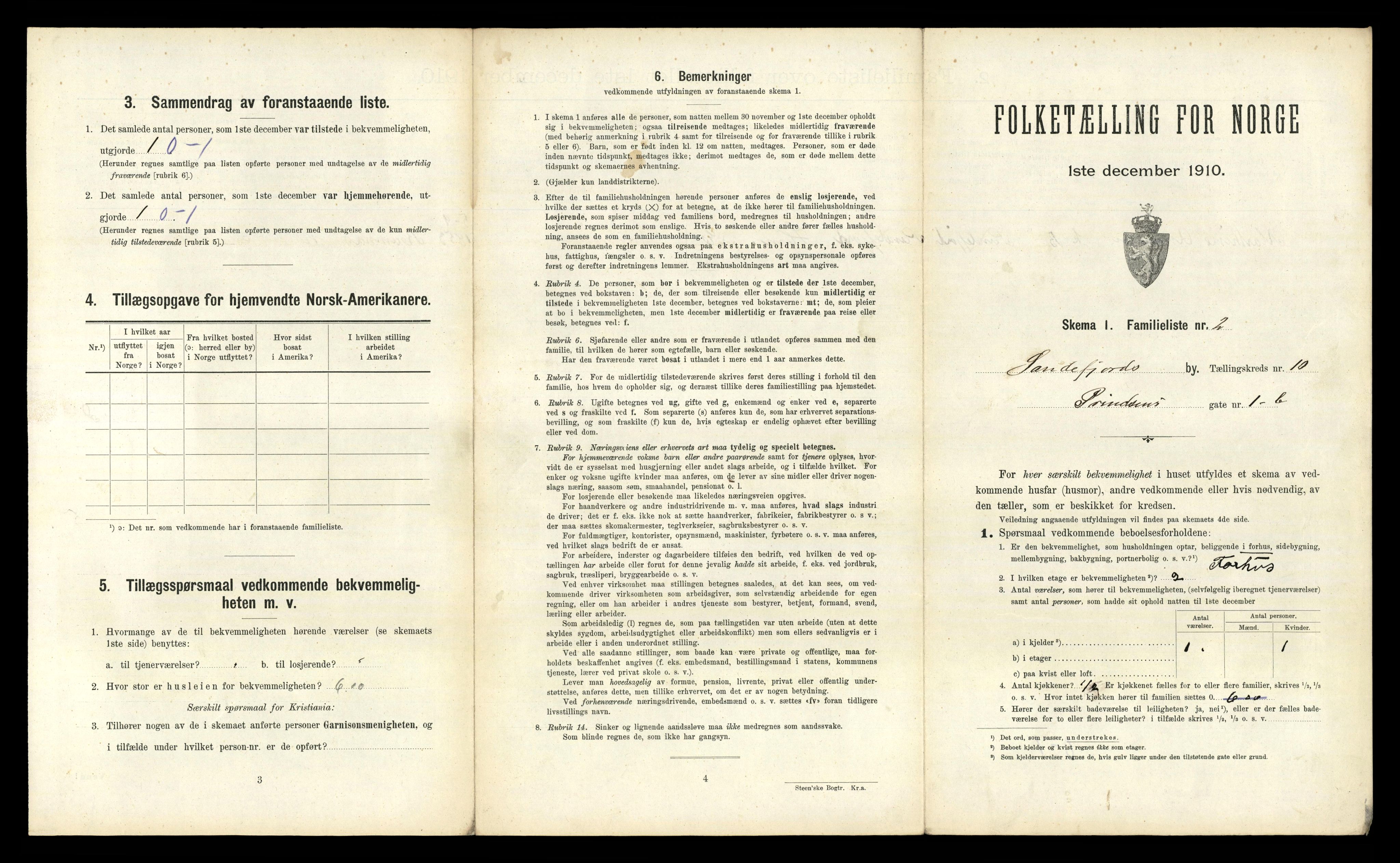 RA, 1910 census for Sandefjord, 1910, p. 2718