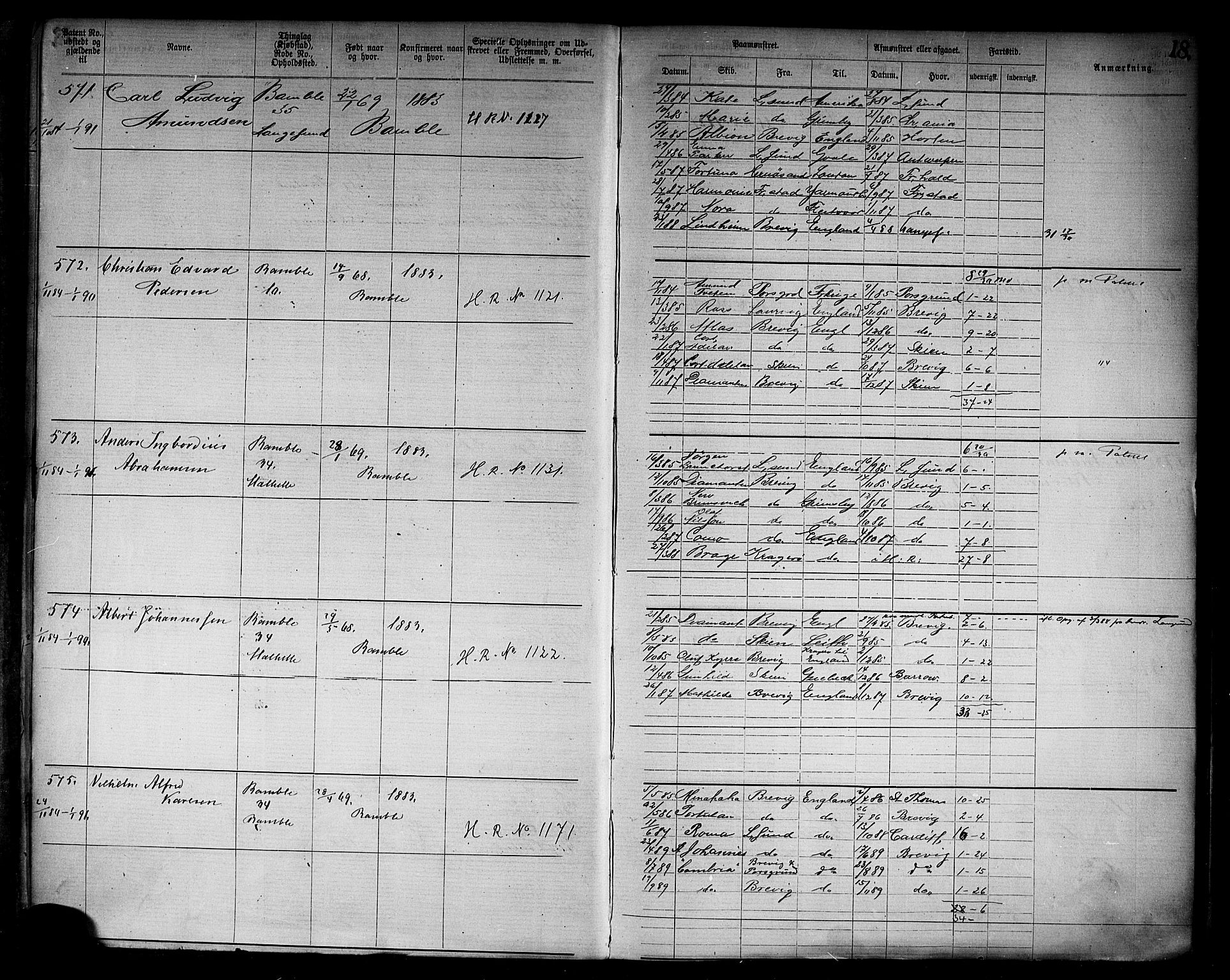 Langesund innrulleringskontor, AV/SAKO-A-831/F/Fb/L0004: Annotasjonsrulle, 1880-1911, p. 20