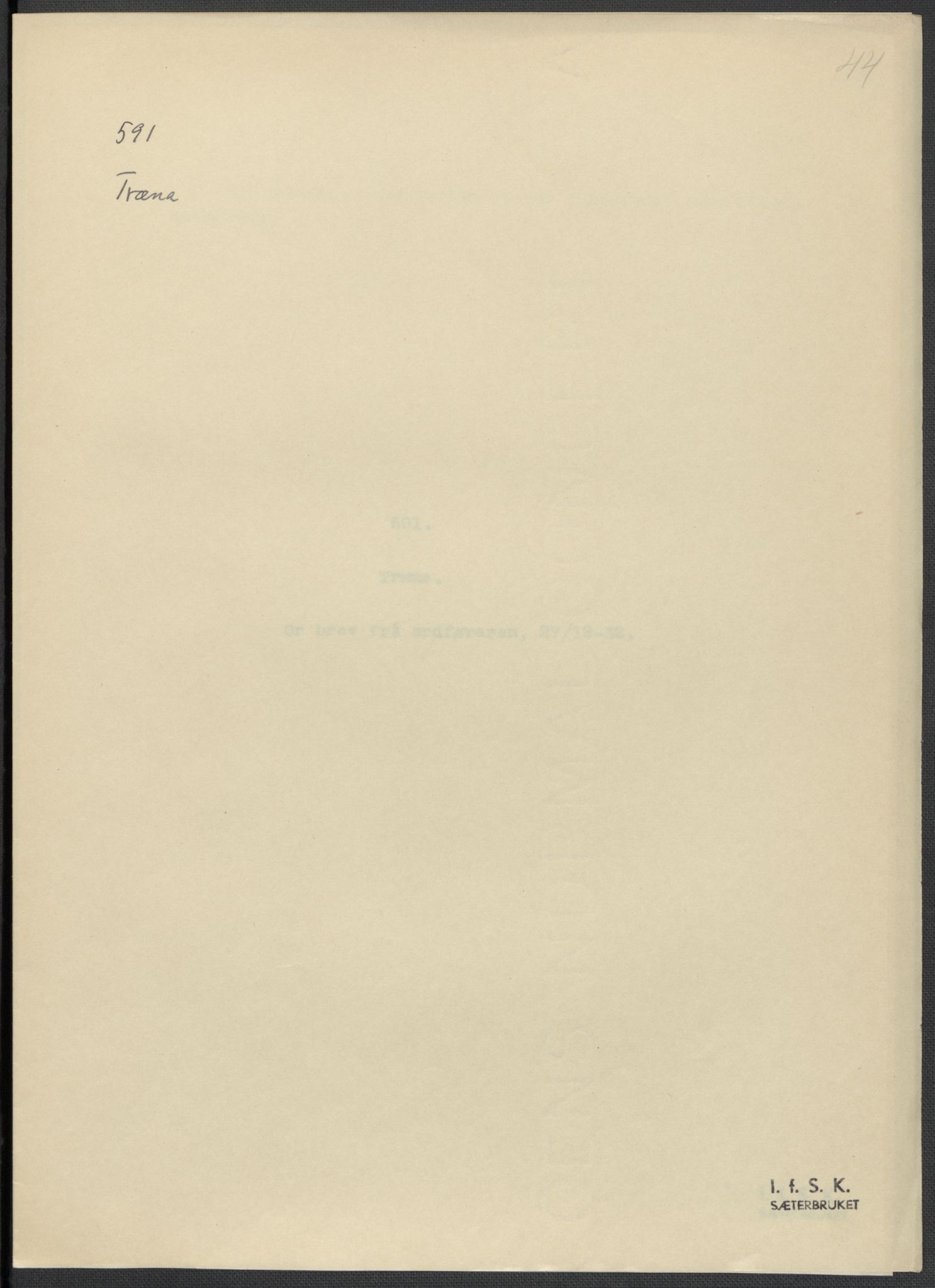 Instituttet for sammenlignende kulturforskning, RA/PA-0424/F/Fc/L0016/0002: Eske B16: / Nordland (perm XLVII), 1932-1936, p. 44