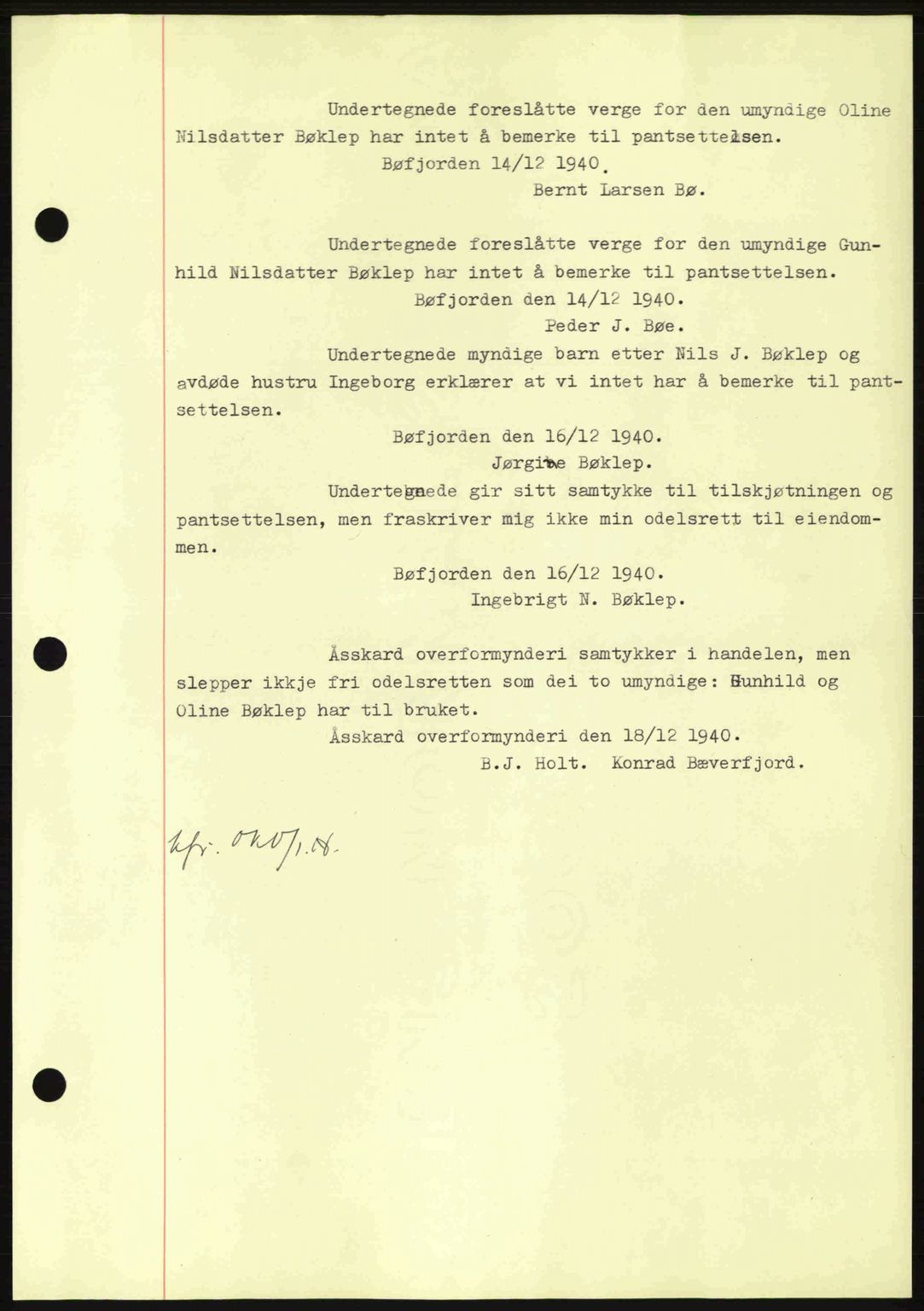 Nordmøre sorenskriveri, AV/SAT-A-4132/1/2/2Ca: Mortgage book no. B87, 1940-1941, Diary no: : 2323/1940