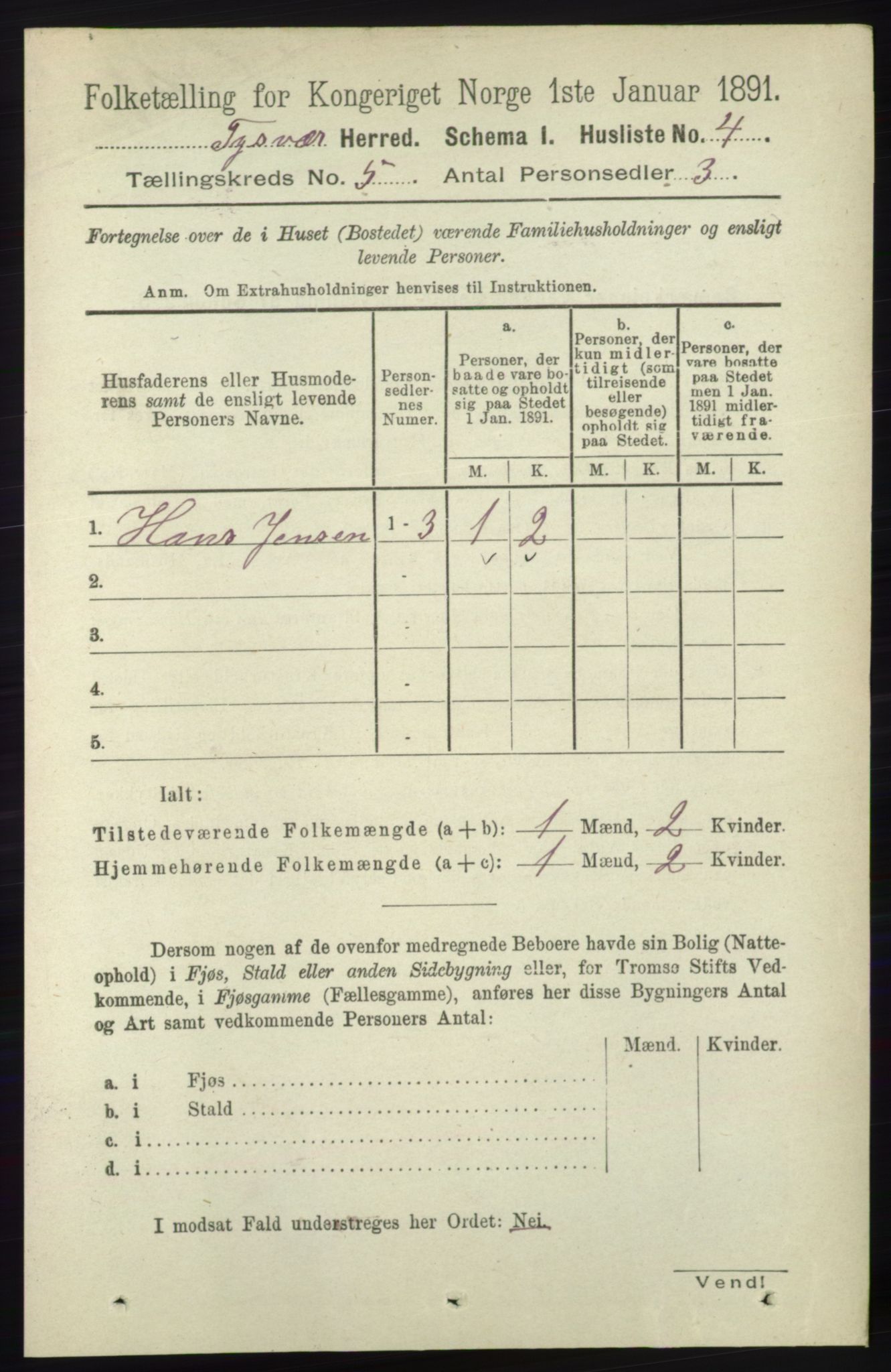 RA, 1891 census for 1146 Tysvær, 1891, p. 1790