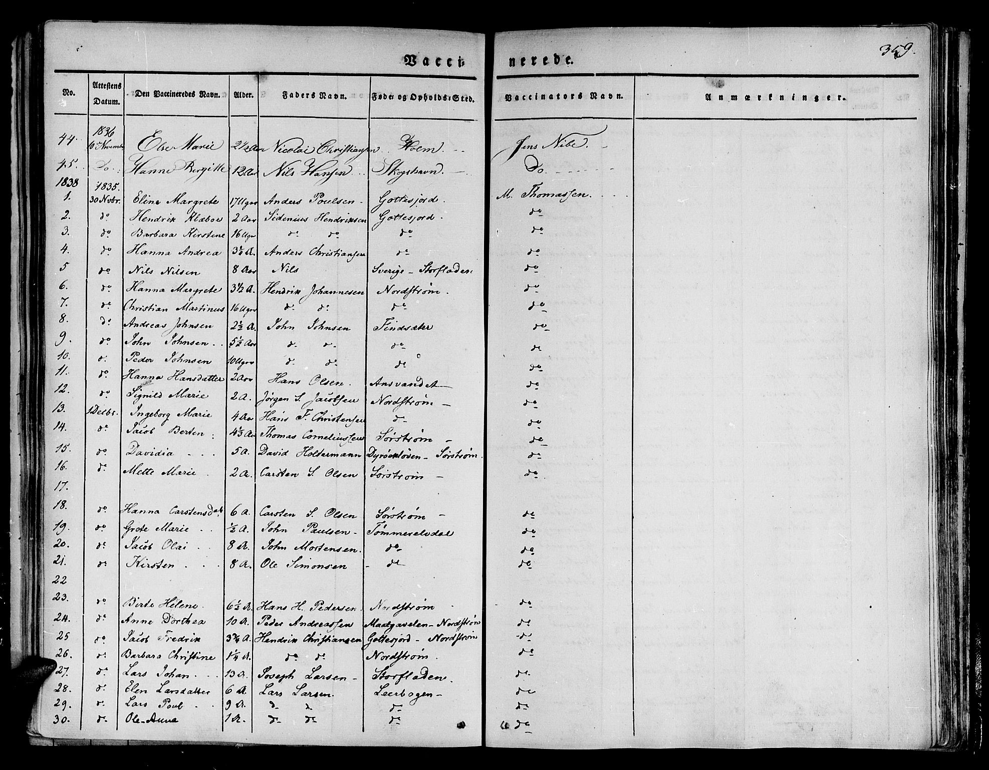 Tranøy sokneprestkontor, AV/SATØ-S-1313/I/Ia/Iaa/L0005kirke: Parish register (official) no. 5, 1829-1844, p. 359