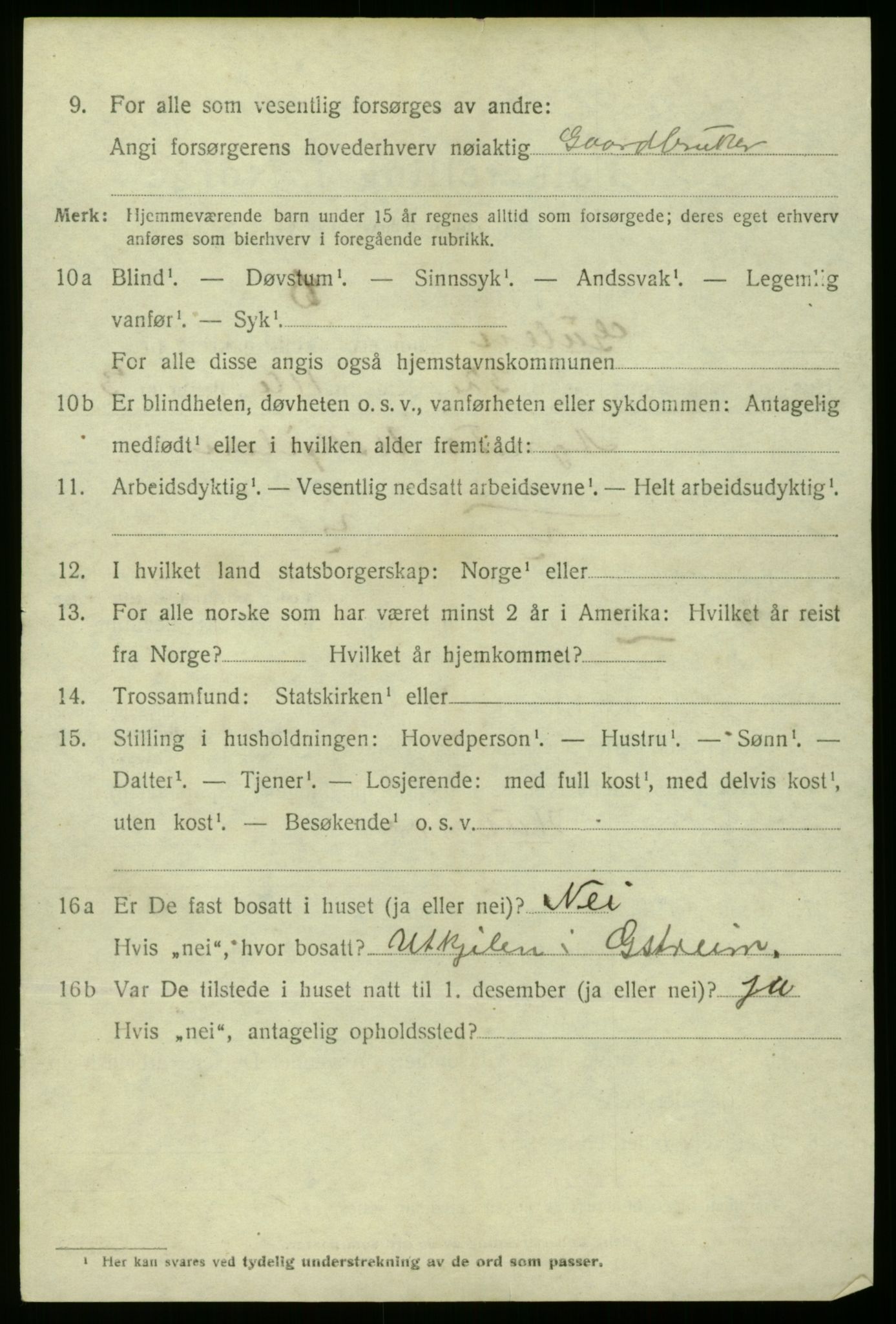 SAB, 1920 census for Gulen, 1920, p. 2094