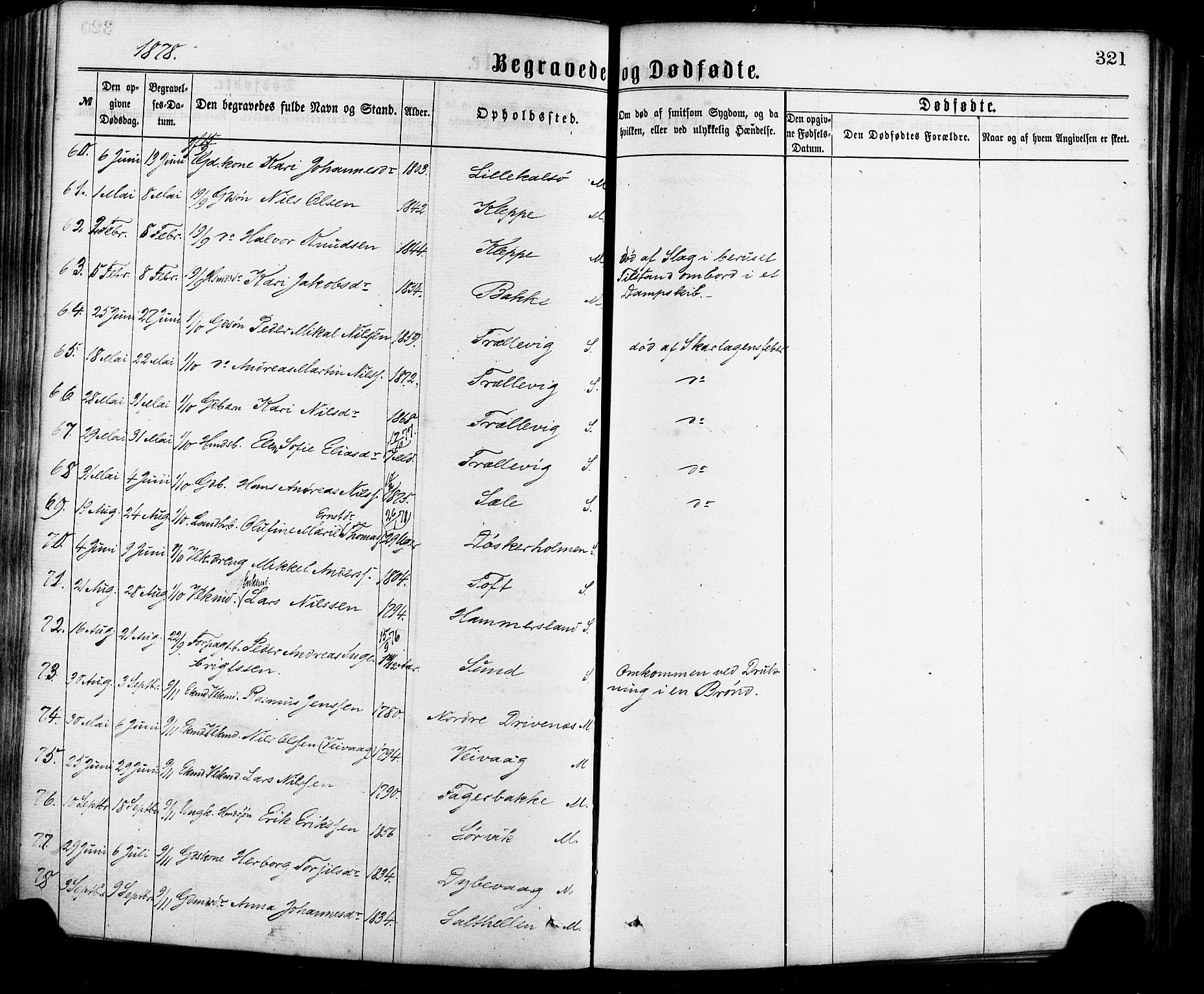 Sund sokneprestembete, AV/SAB-A-99930: Parish register (official) no. A 15, 1867-1881, p. 321