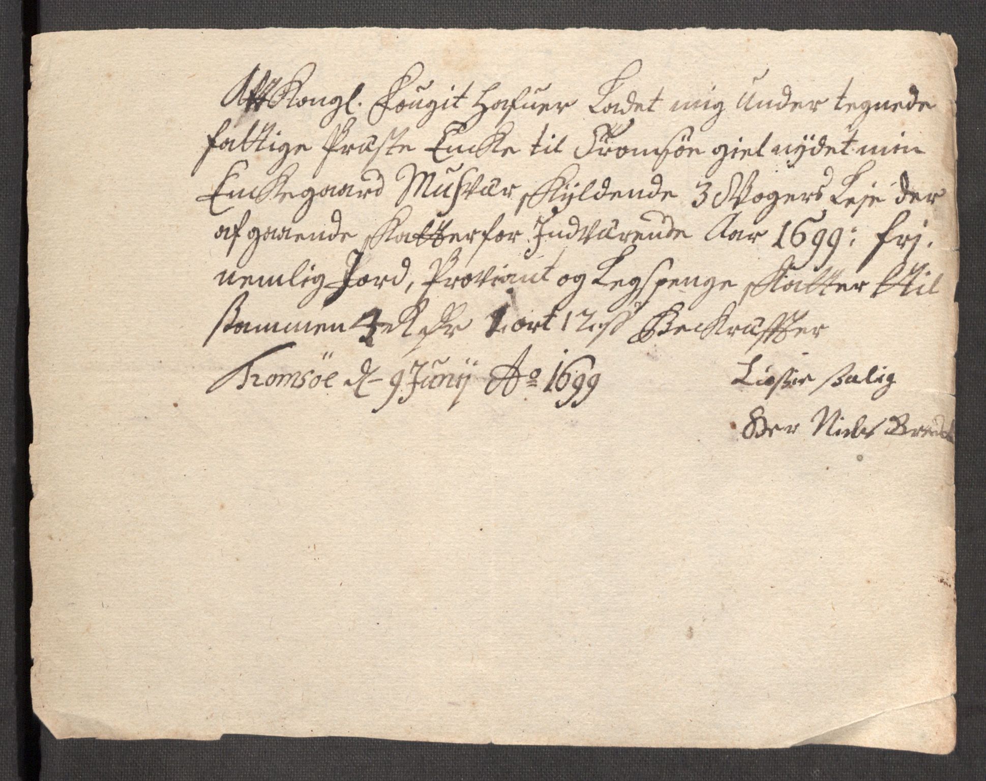 Rentekammeret inntil 1814, Reviderte regnskaper, Fogderegnskap, AV/RA-EA-4092/R68/L4754: Fogderegnskap Senja og Troms, 1697-1699, p. 367