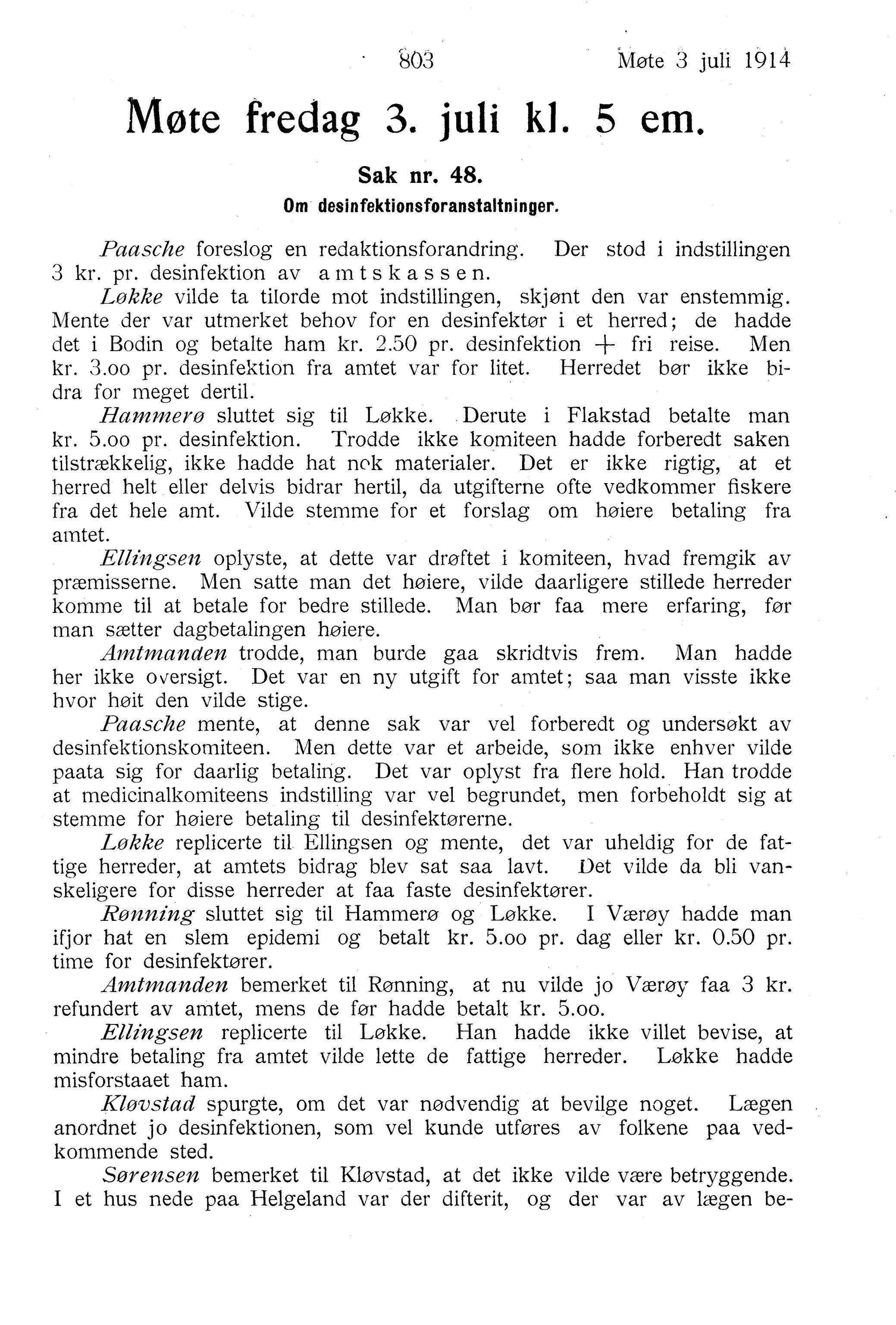 Nordland Fylkeskommune. Fylkestinget, AIN/NFK-17/176/A/Ac/L0037: Fylkestingsforhandlinger 1914, 1914