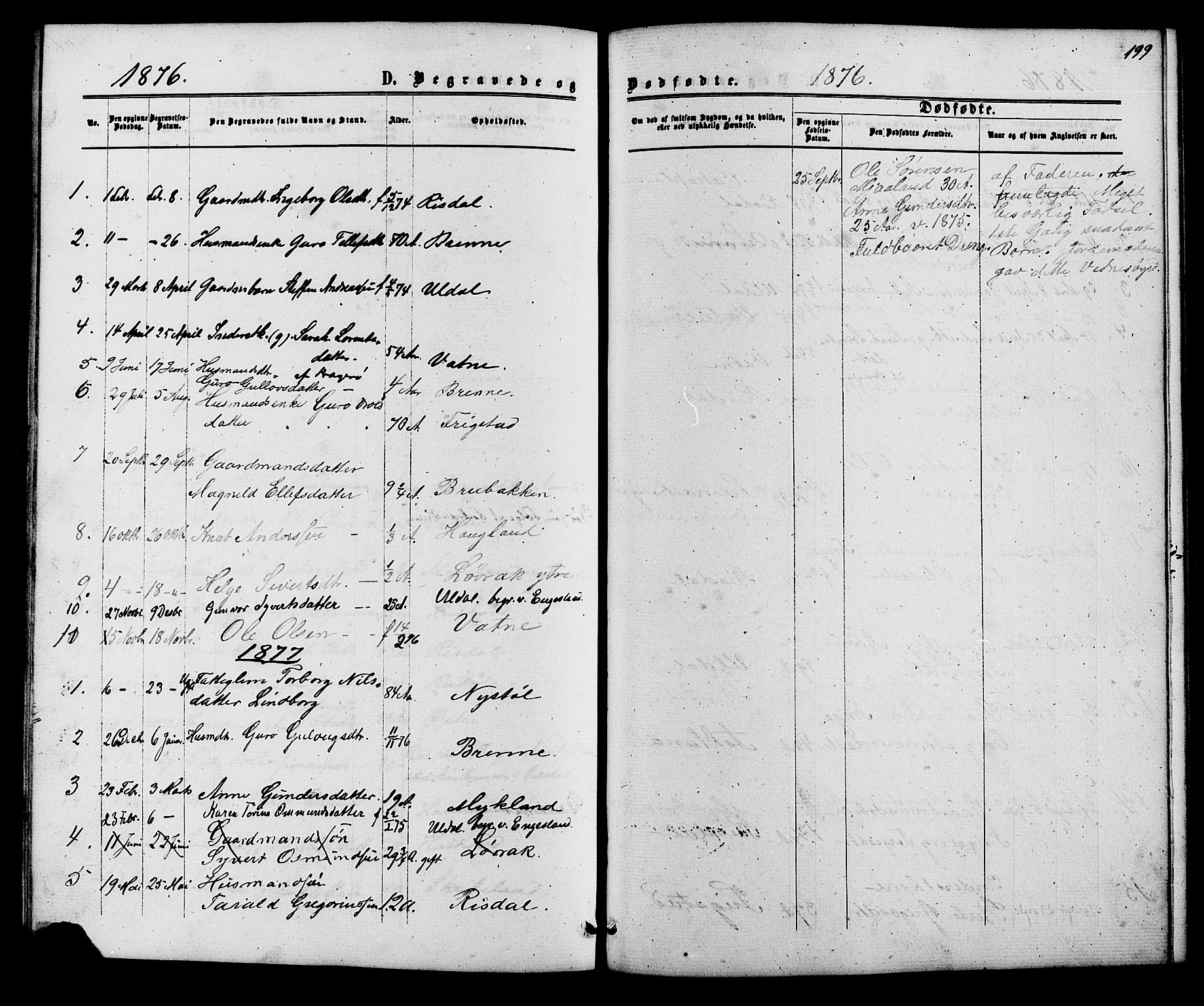 Herefoss sokneprestkontor, AV/SAK-1111-0019/F/Fb/Fbc/L0002: Parish register (copy) no. B 2, 1867-1886, p. 199