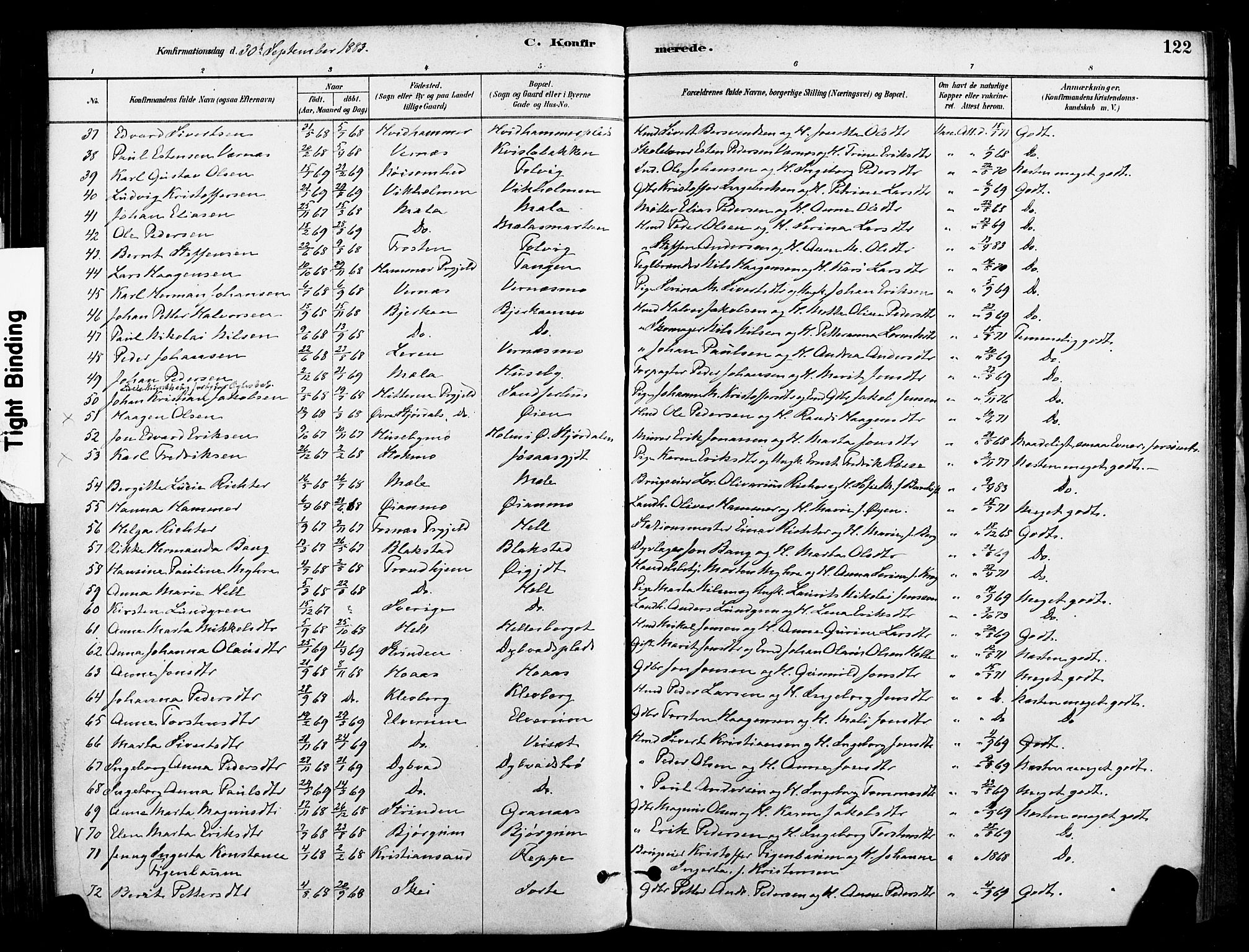 Ministerialprotokoller, klokkerbøker og fødselsregistre - Nord-Trøndelag, SAT/A-1458/709/L0077: Parish register (official) no. 709A17, 1880-1895, p. 122