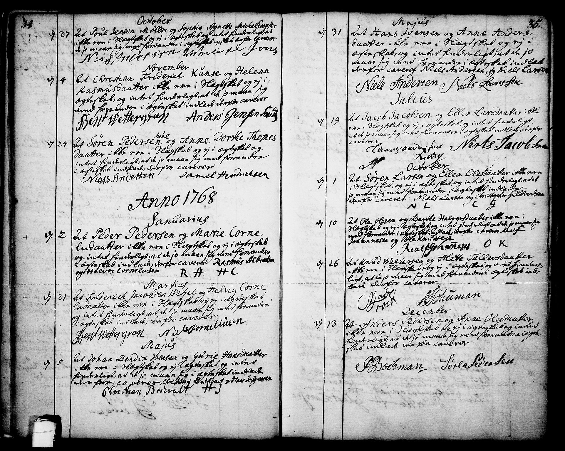 Skien kirkebøker, SAKO/A-302/F/Fa/L0003: Parish register (official) no. 3, 1755-1791, p. 34-35