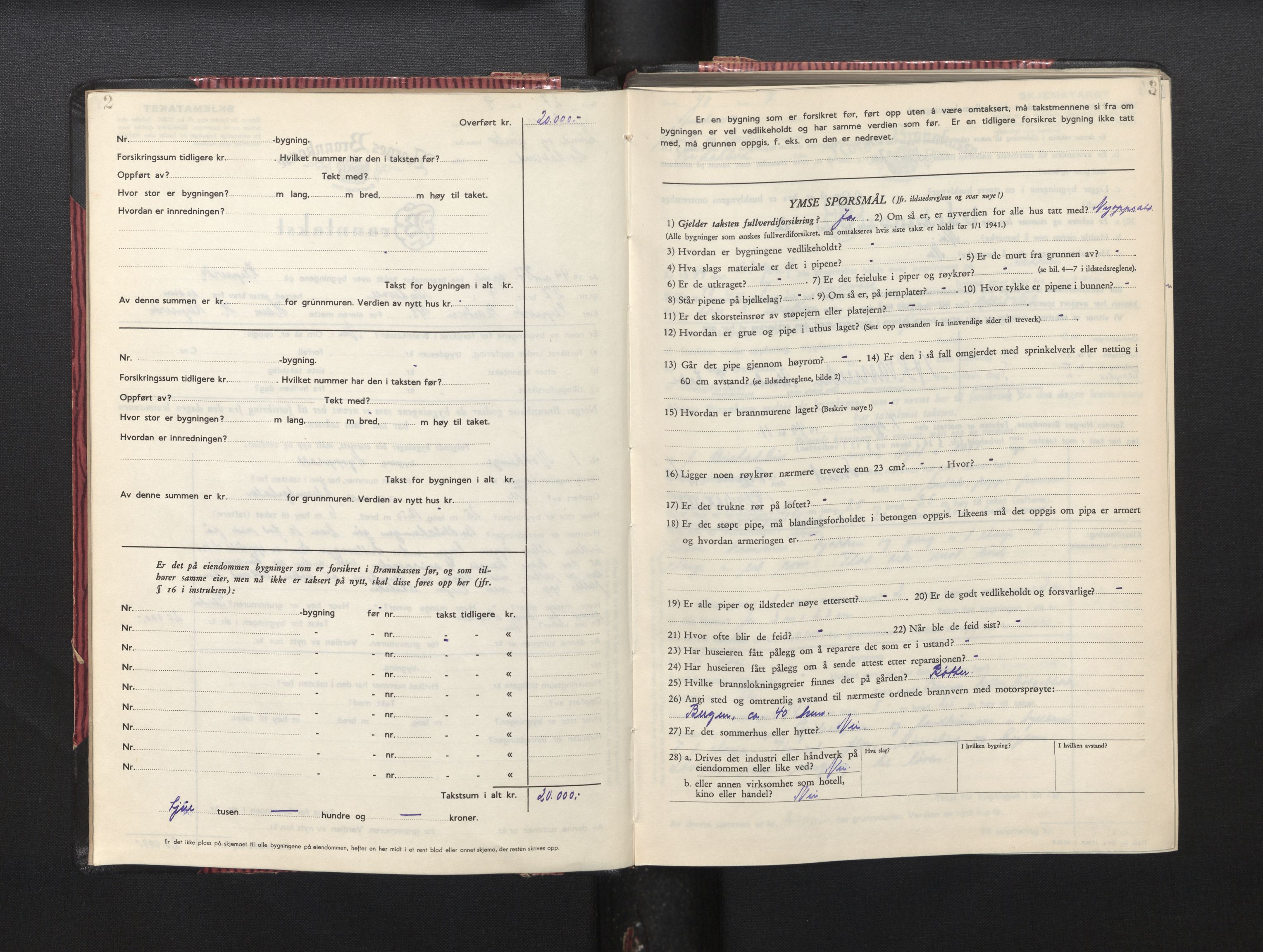 Lensmannen i Sund og Austevoll, AV/SAB-A-35201/0012/L0005: Branntakstprotokoll, skjematakst, 1949-1955, p. 2-3