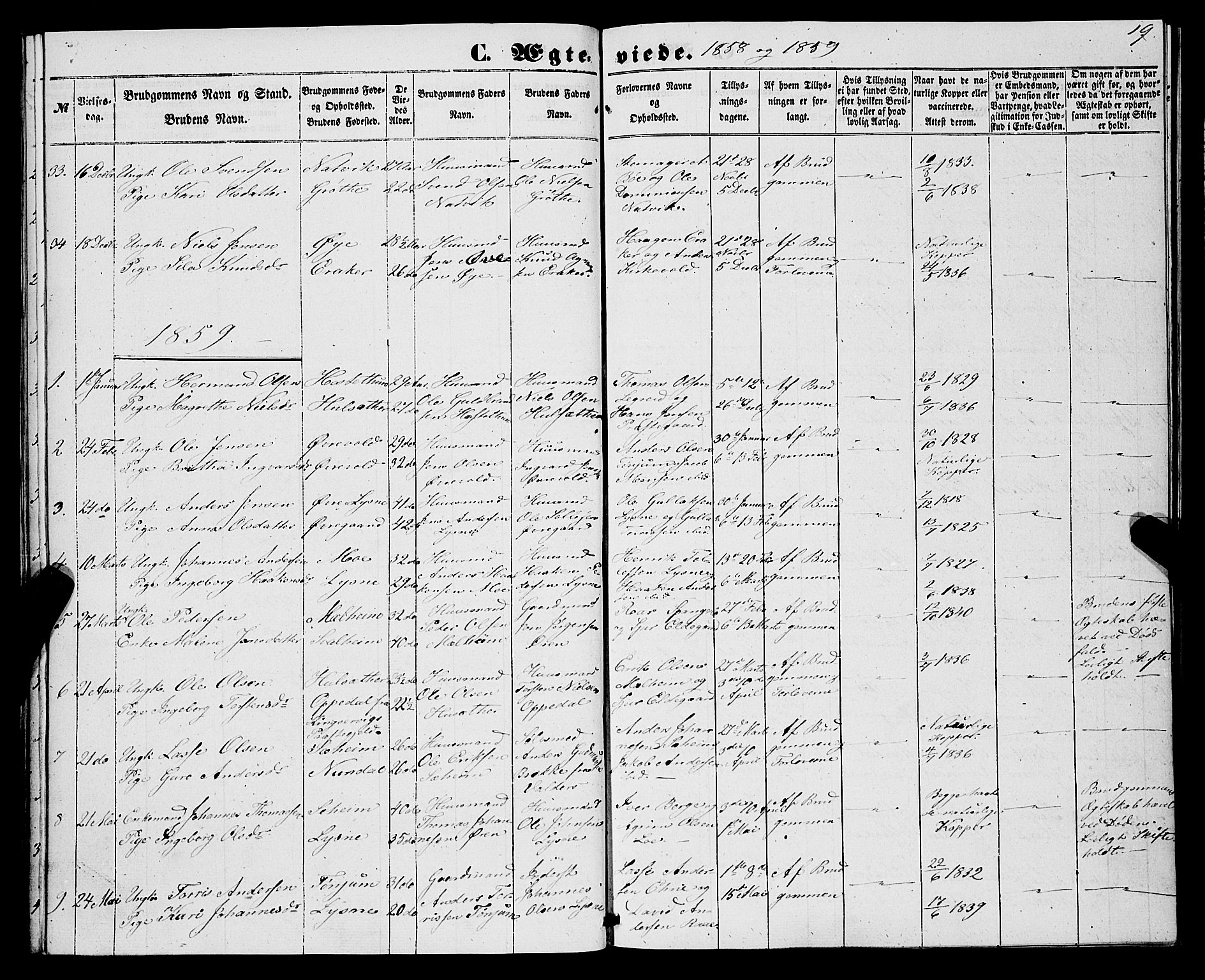 Lærdal sokneprestembete, AV/SAB-A-81201: Parish register (official) no. A 15, 1853-1877, p. 19