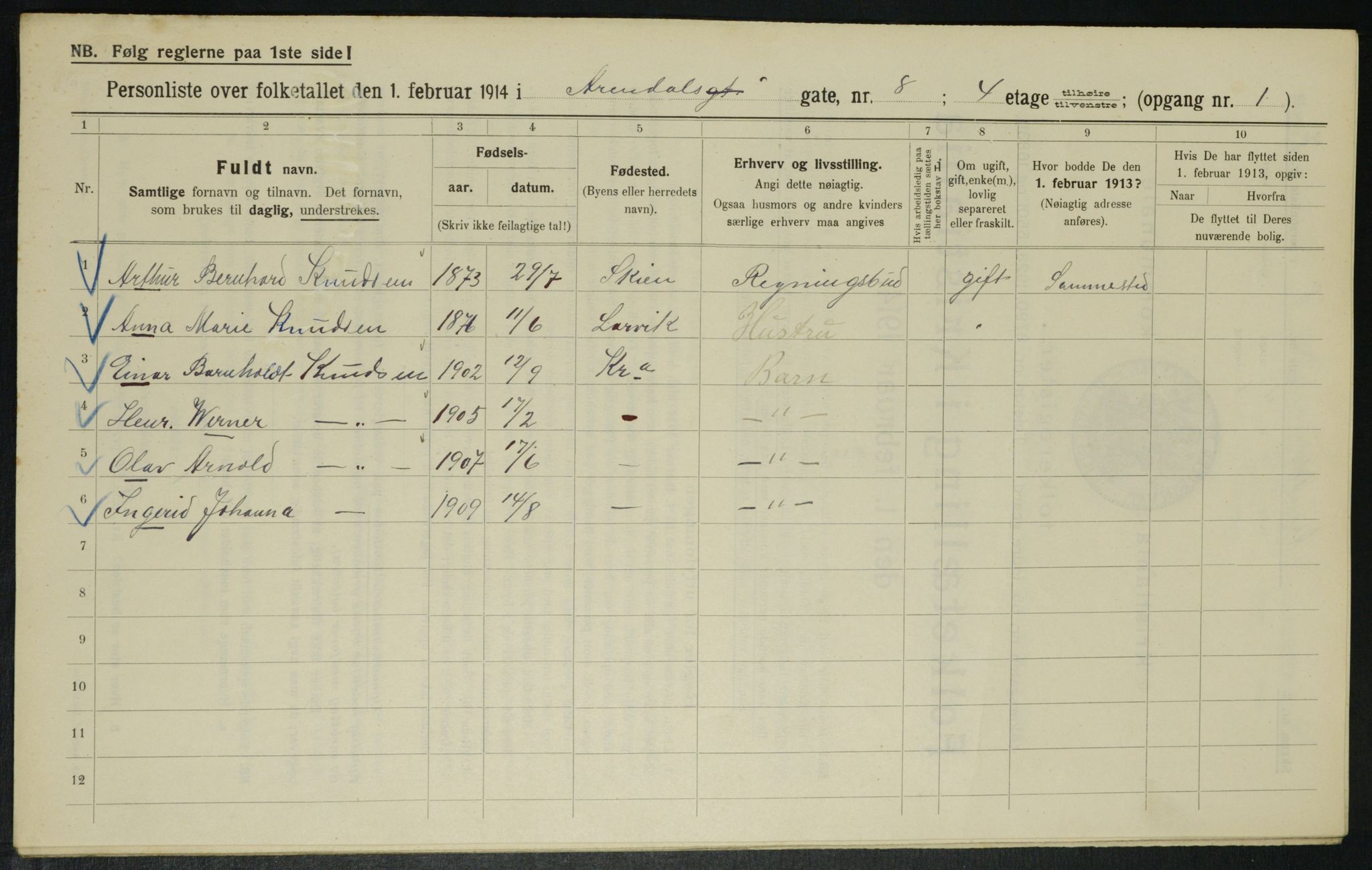 OBA, Municipal Census 1914 for Kristiania, 1914, p. 2049