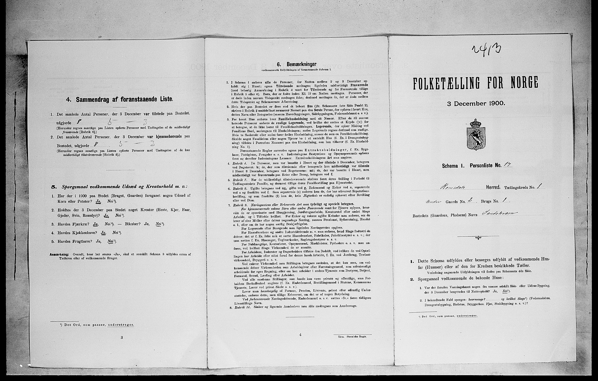 SAH, 1900 census for Romedal, 1900, p. 172