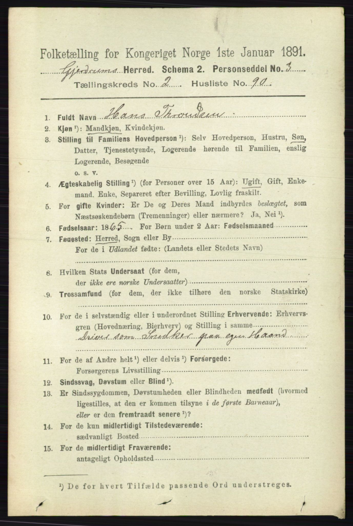 RA, 1891 census for 0234 Gjerdrum, 1891, p. 1085