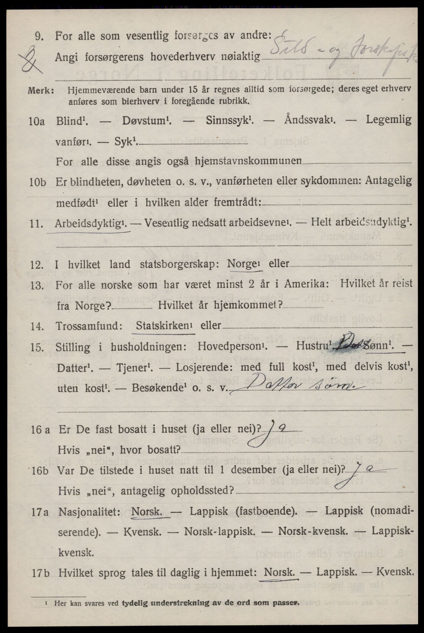 SAT, 1920 census for Ørland, 1920, p. 7854