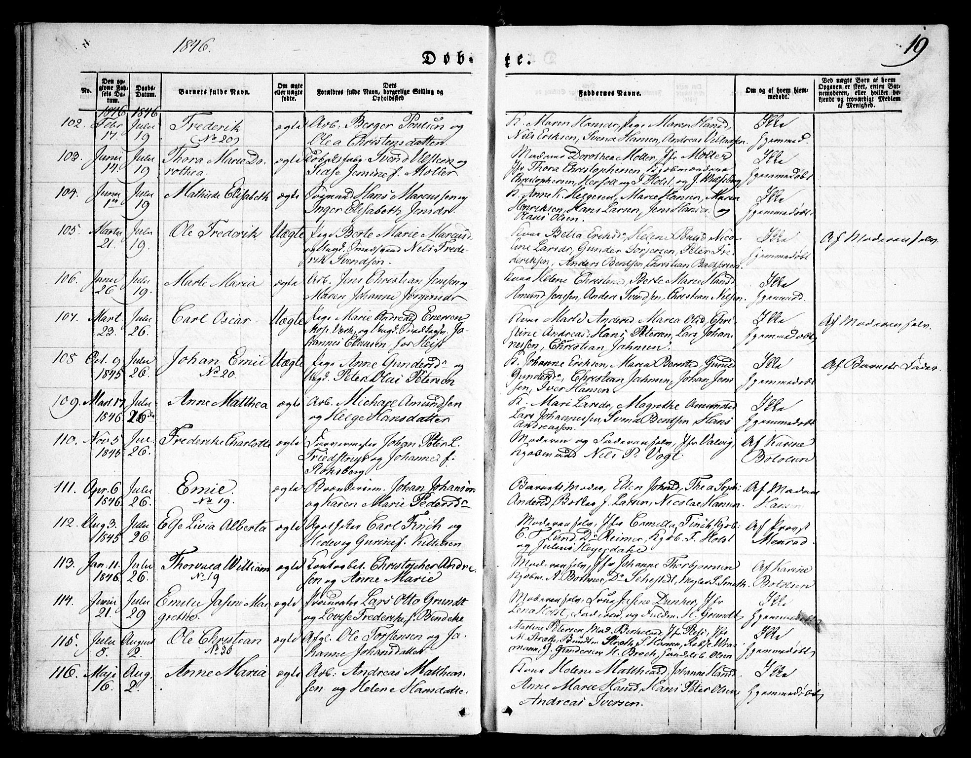 Moss prestekontor Kirkebøker, SAO/A-2003/F/Fa/L0007: Parish register (official) no. I 7, 1845-1851, p. 19