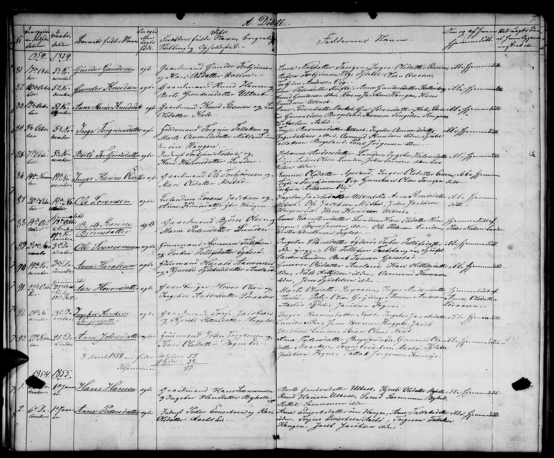 Gjerstad sokneprestkontor, AV/SAK-1111-0014/F/Fb/Fba/L0005: Parish register (copy) no. B 5, 1853-1867, p. 7