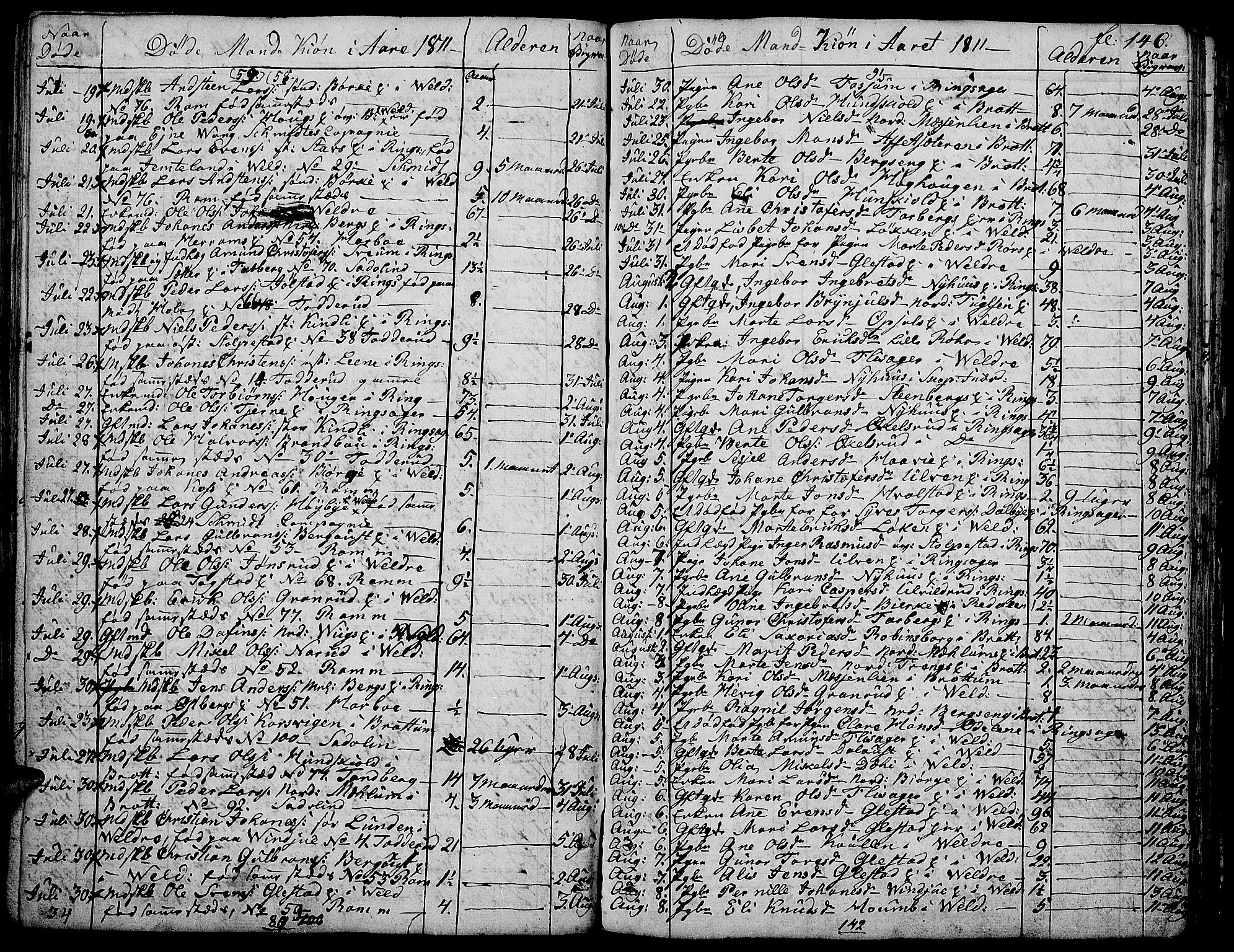 Ringsaker prestekontor, AV/SAH-PREST-014/K/Ka/L0004: Parish register (official) no. 4, 1799-1814, p. 146