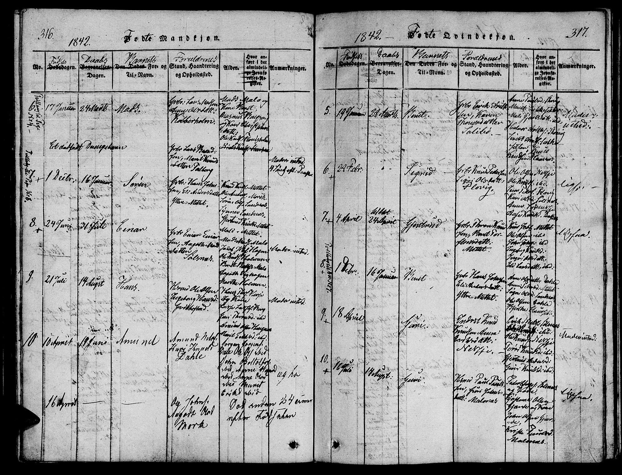 Ministerialprotokoller, klokkerbøker og fødselsregistre - Møre og Romsdal, AV/SAT-A-1454/547/L0602: Parish register (official) no. 547A04, 1818-1845, p. 316-317