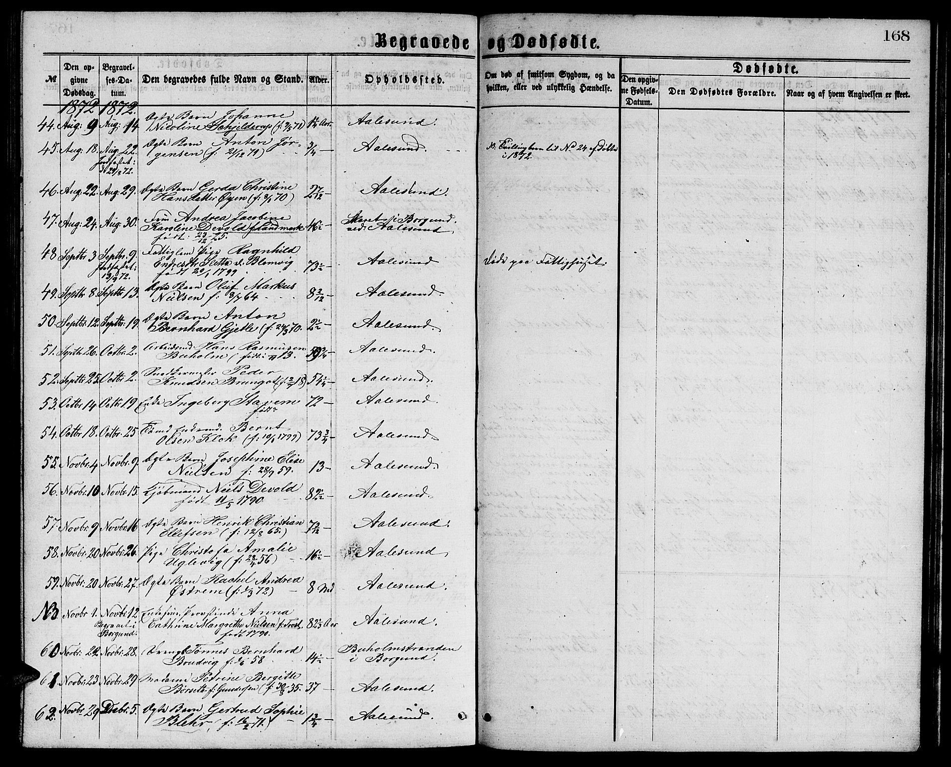 Ministerialprotokoller, klokkerbøker og fødselsregistre - Møre og Romsdal, AV/SAT-A-1454/529/L0465: Parish register (copy) no. 529C02, 1868-1877, p. 168