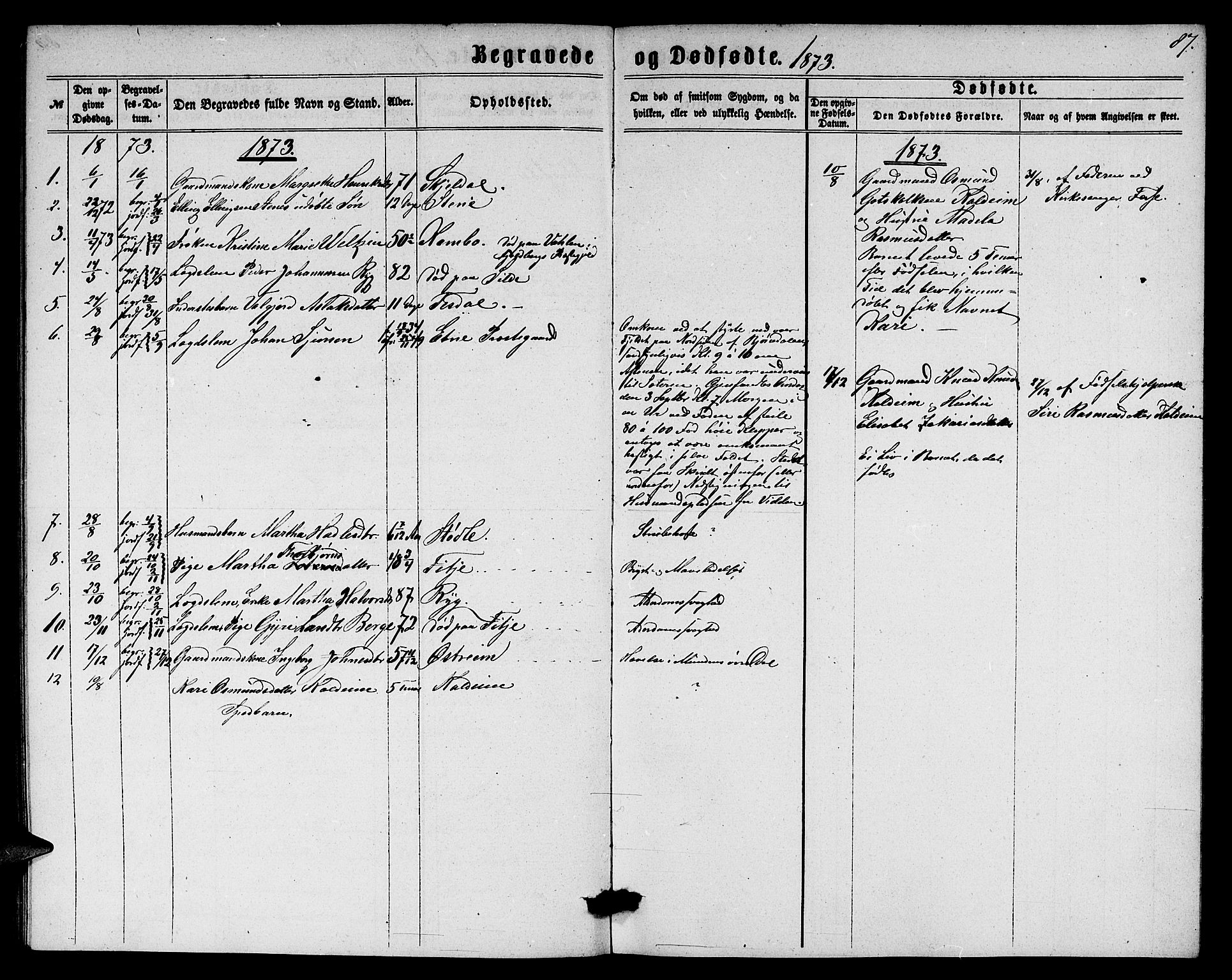 Etne sokneprestembete, SAB/A-75001/H/Hab: Parish register (copy) no. A 3, 1863-1873, p. 87