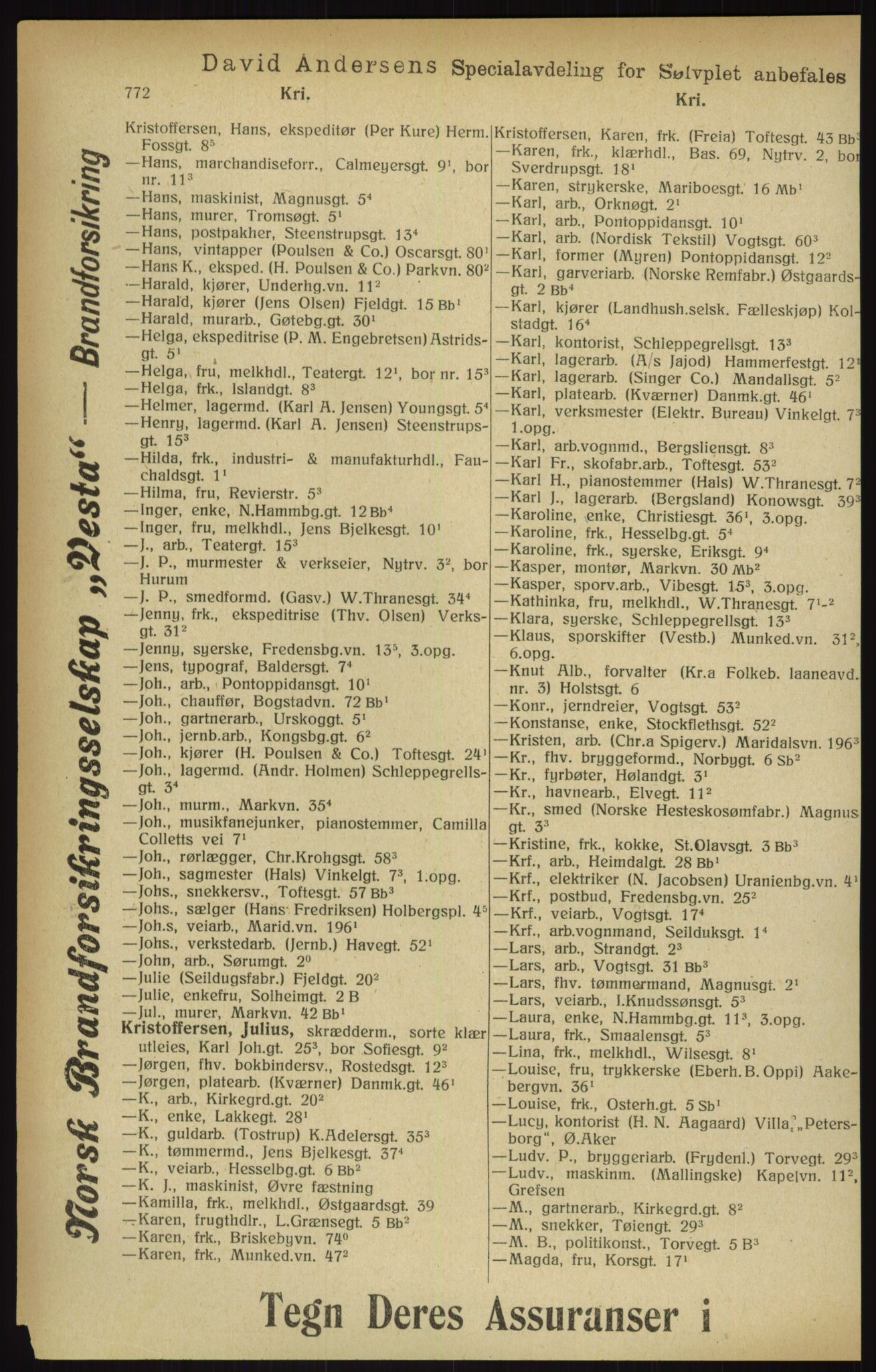 Kristiania/Oslo adressebok, PUBL/-, 1916, p. 772