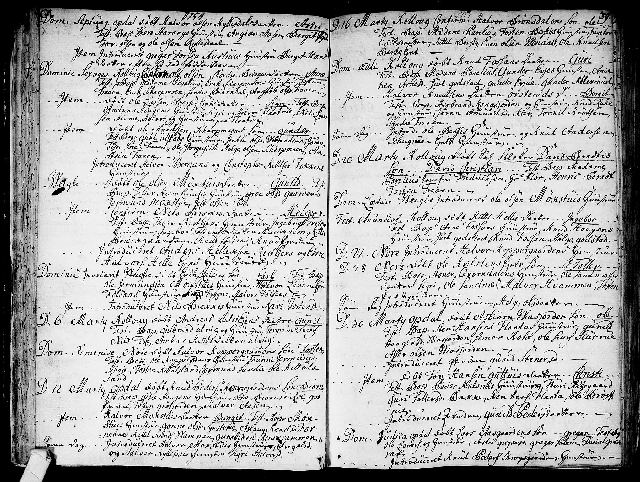 Rollag kirkebøker, SAKO/A-240/F/Fa/L0003: Parish register (official) no. I 3, 1743-1778, p. 39