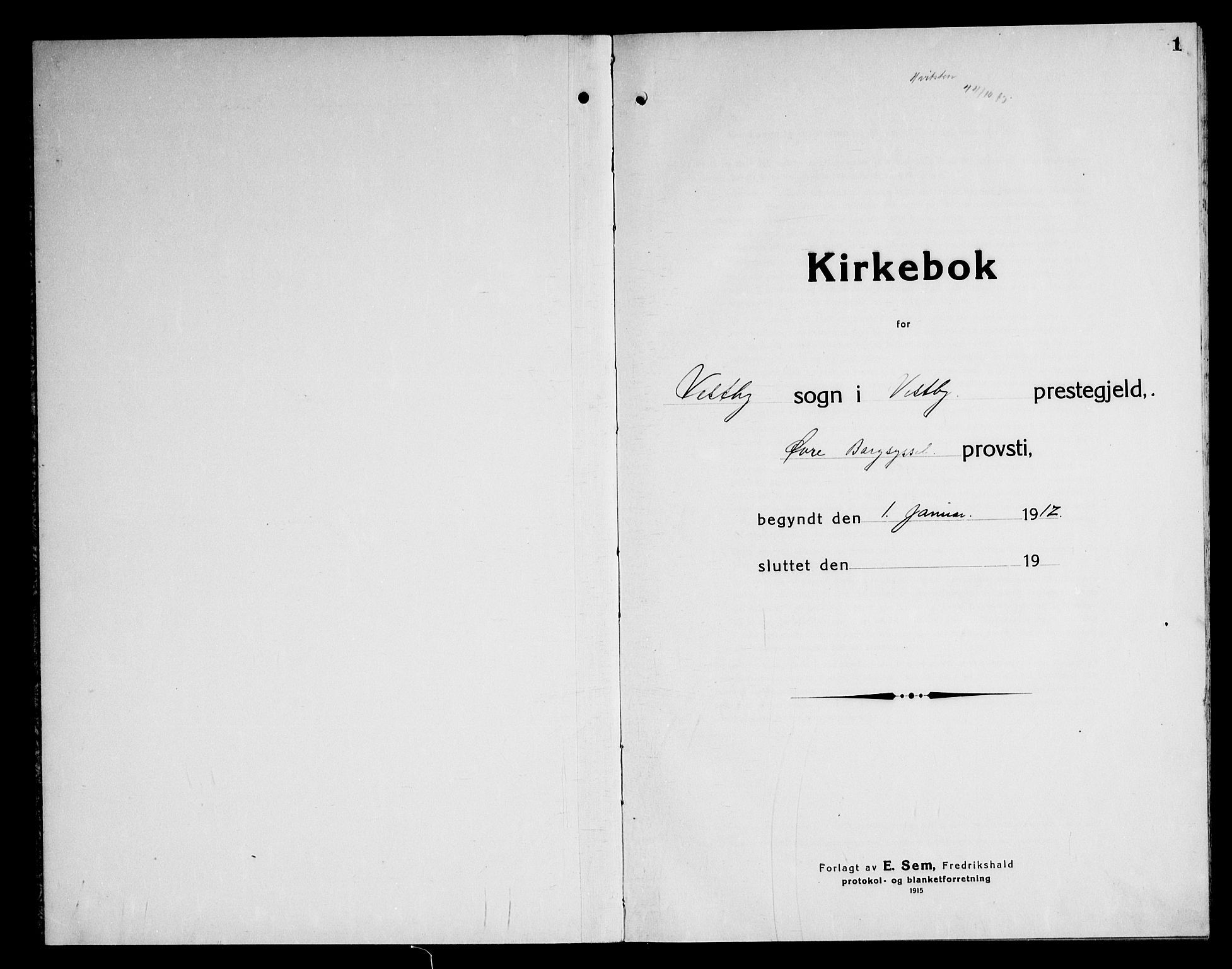 Vestby prestekontor Kirkebøker, AV/SAO-A-10893/G/Gc/L0001: Parish register (copy) no. III 1, 1917-1945, p. 1