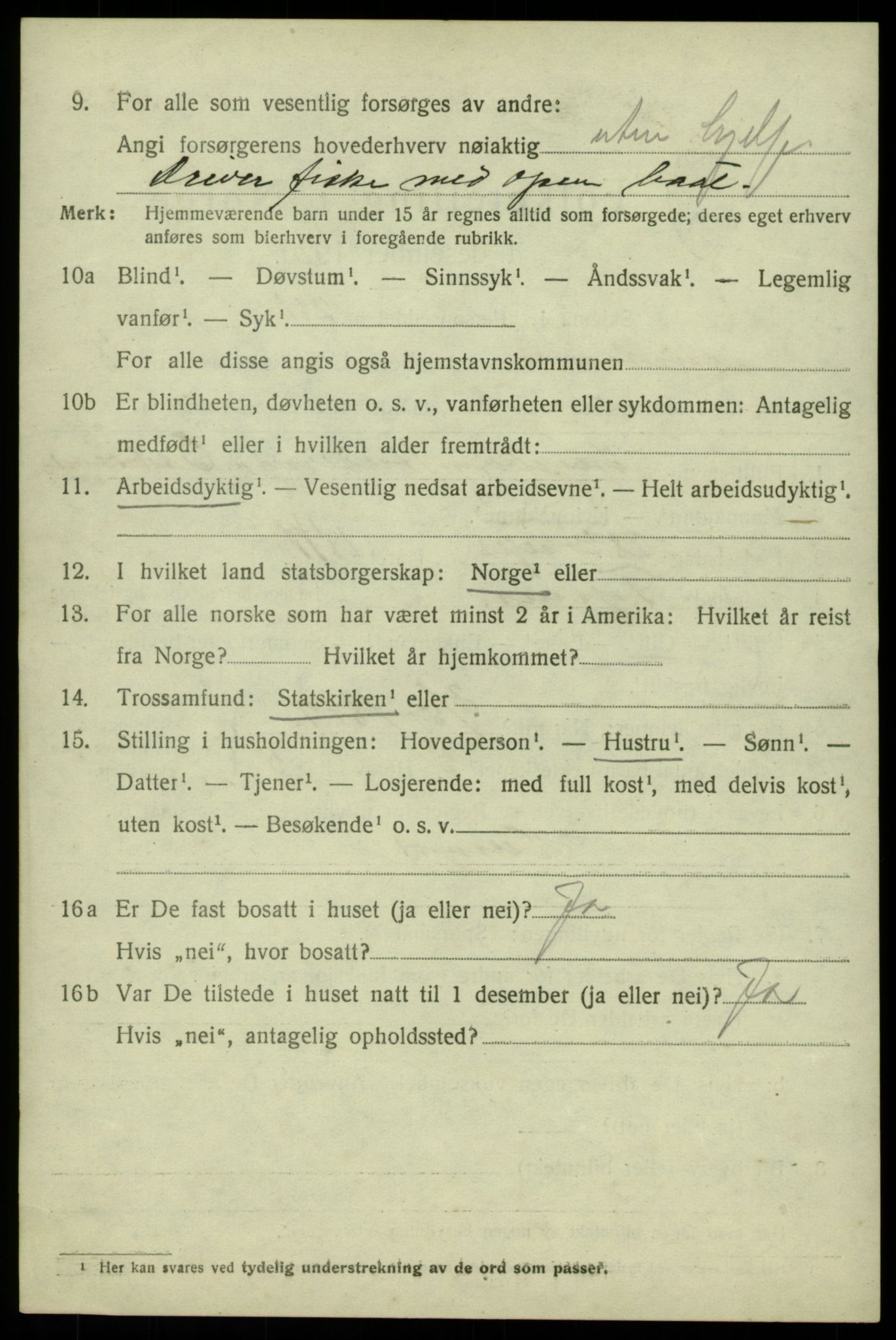 SAB, 1920 census for Austevoll, 1920, p. 2655