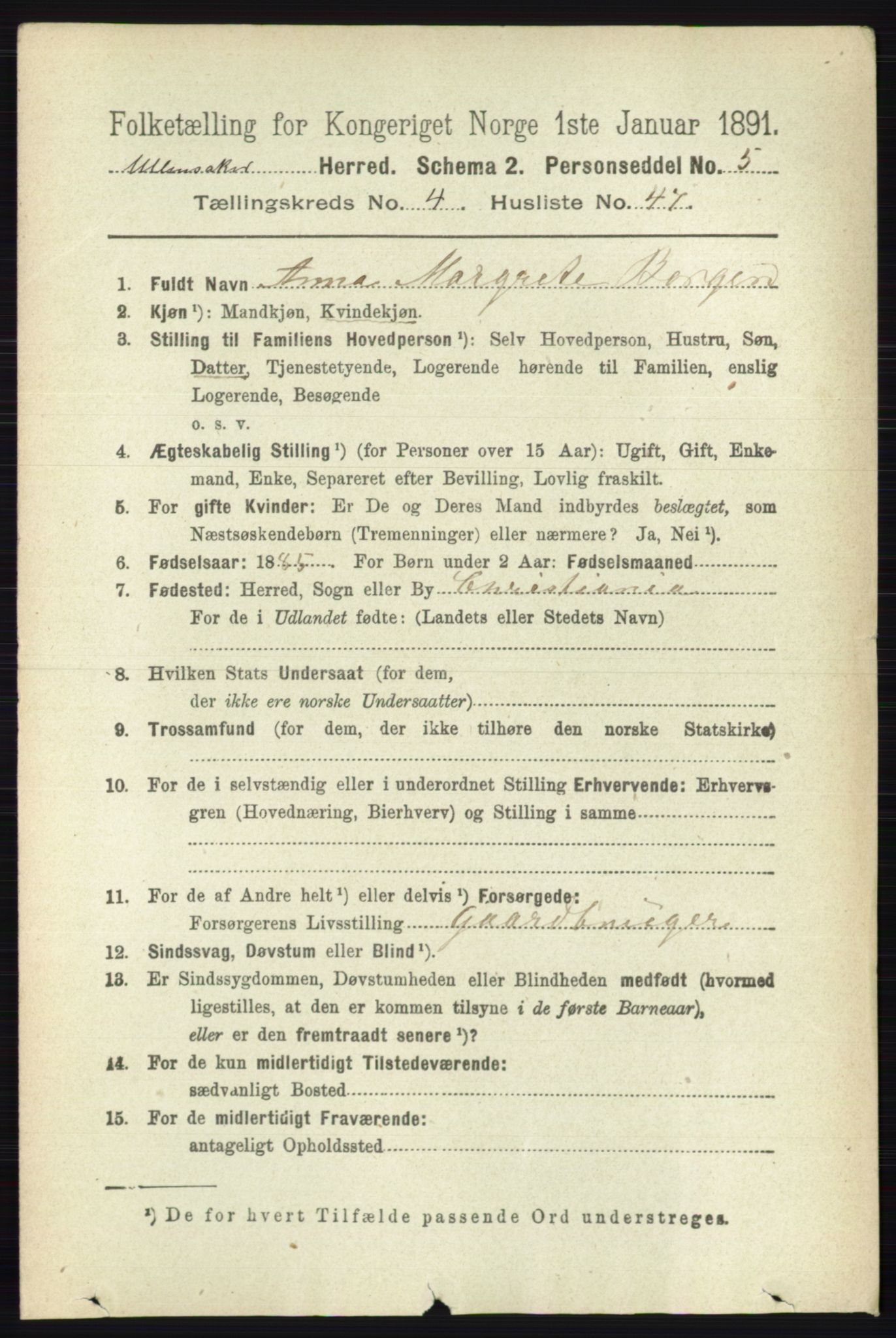 RA, 1891 census for 0235 Ullensaker, 1891, p. 1756
