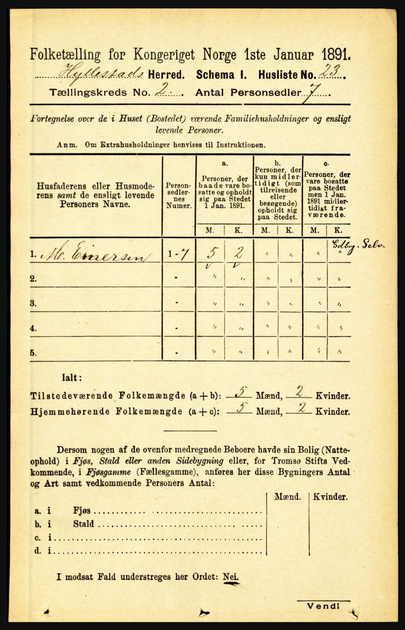 RA, 1891 census for 1413 Hyllestad, 1891, p. 143