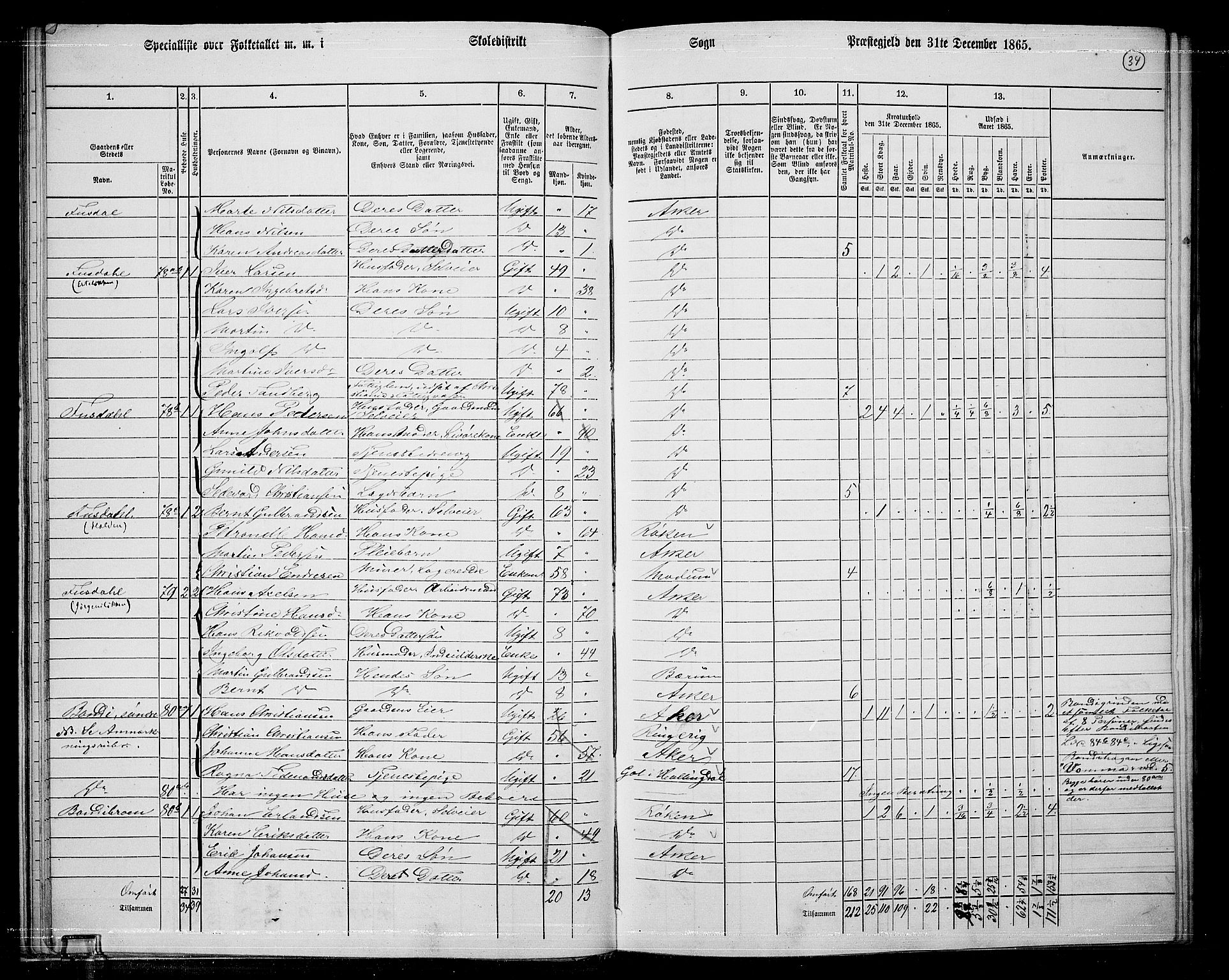 RA, 1865 census for Asker, 1865, p. 36