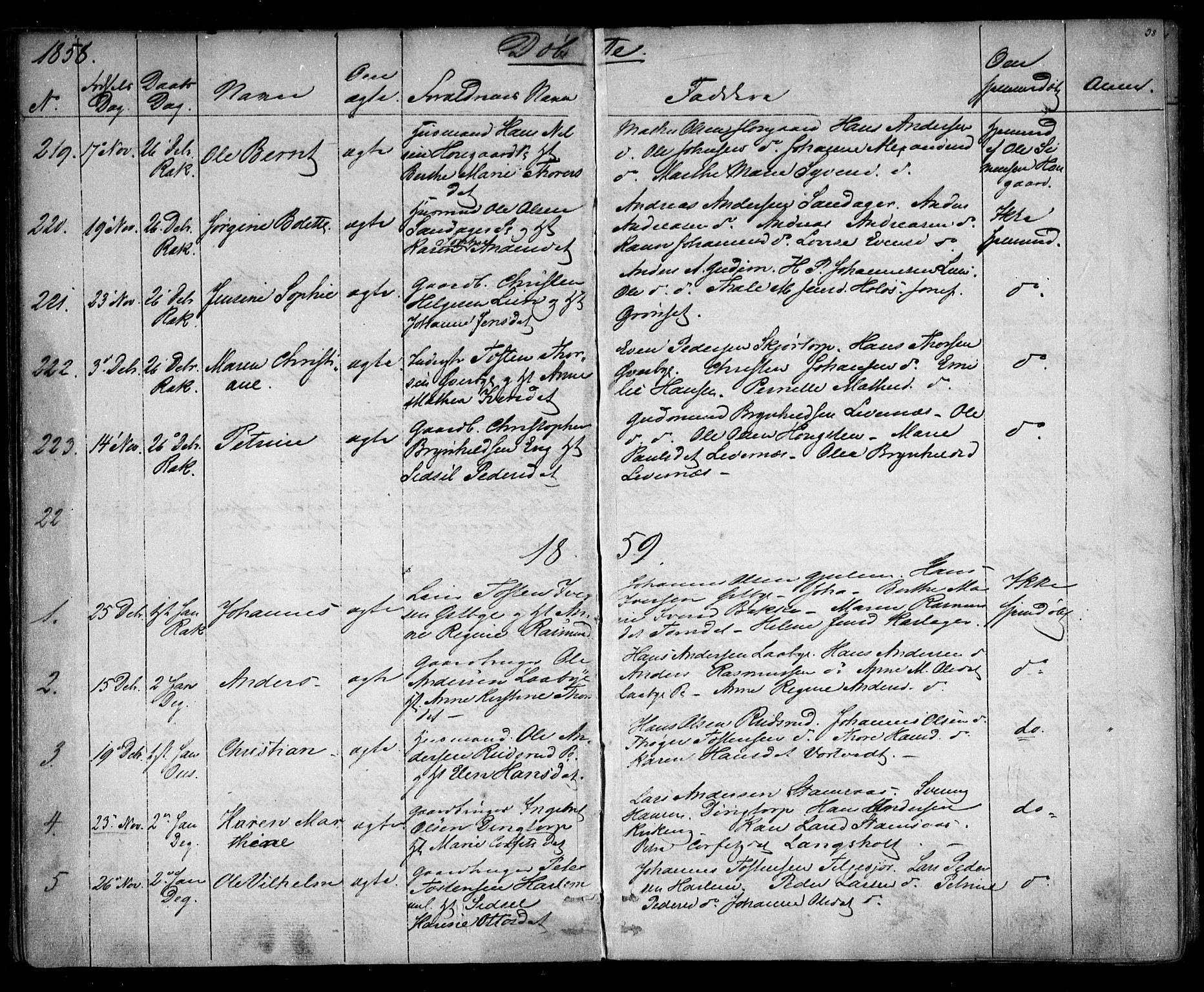 Rakkestad prestekontor Kirkebøker, AV/SAO-A-2008/F/Fa/L0010: Parish register (official) no. I 10, 1857-1861, p. 38